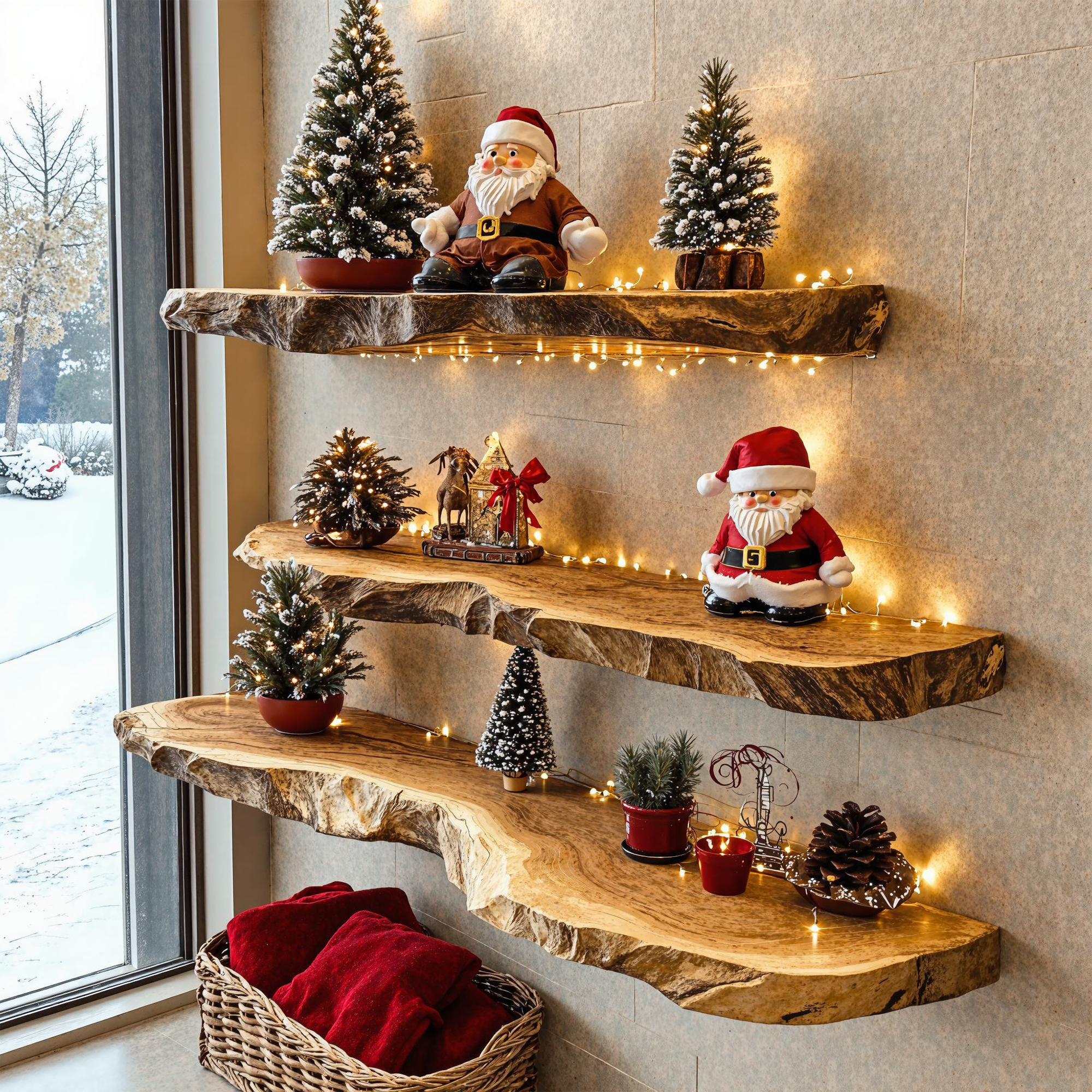 Christmas Live Edge Floating Shelves Xmas Large Foating Shelf SINLCM007