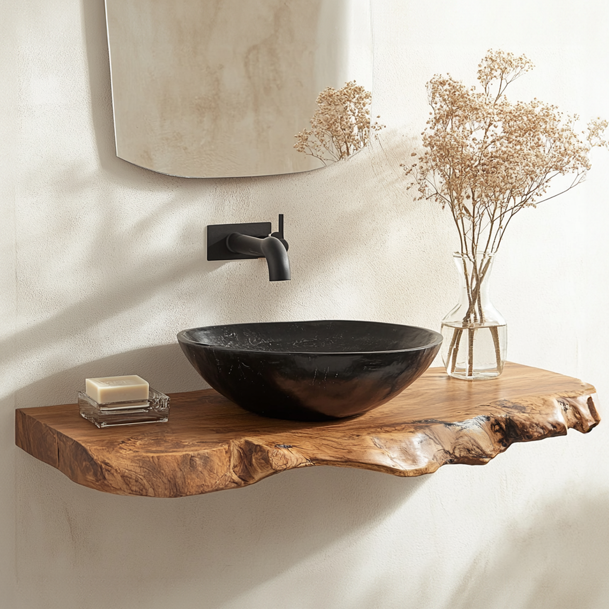 Handmade Live Edge Bathroom Vanity Shelf SINLBRV025