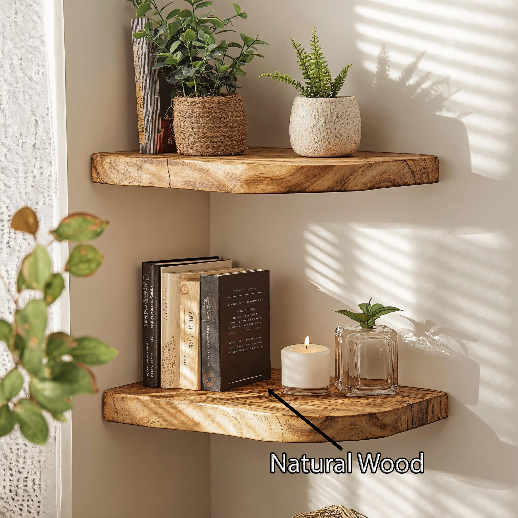 Farmhouse Wood Corner Shelf For Entryway Accent SILDTCN074