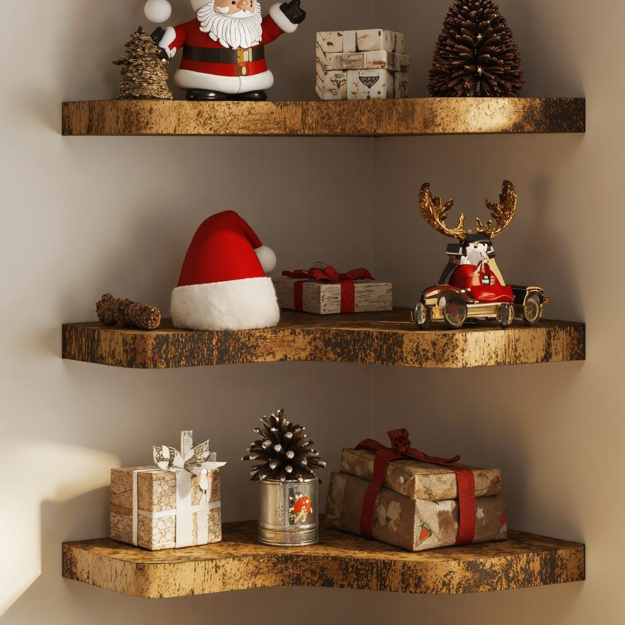 Floating Christmas Corner Shelves Wall Shelves SILDTCN037