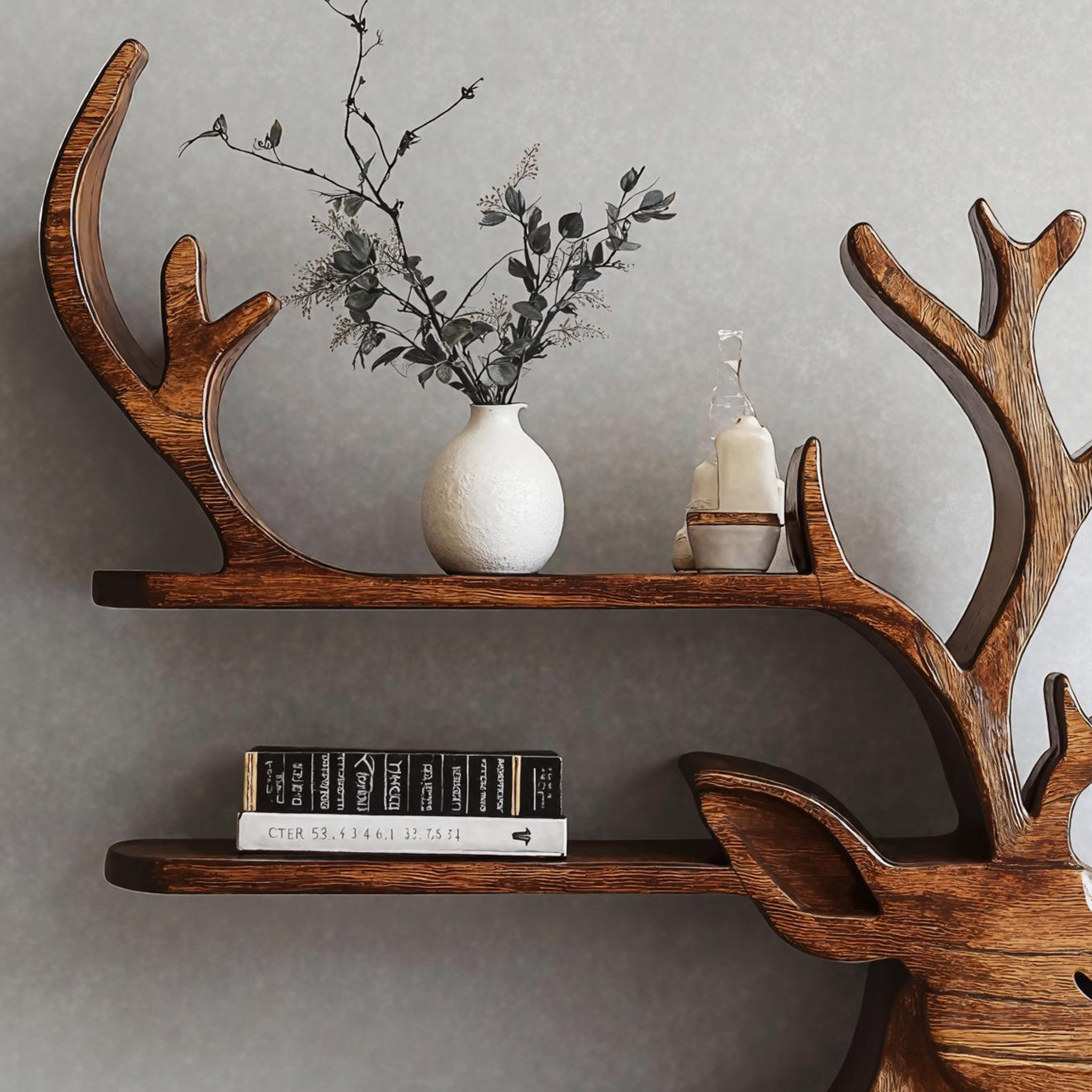 Handmade Wood Deer Shelf For Living Room Storage SILDTDE004