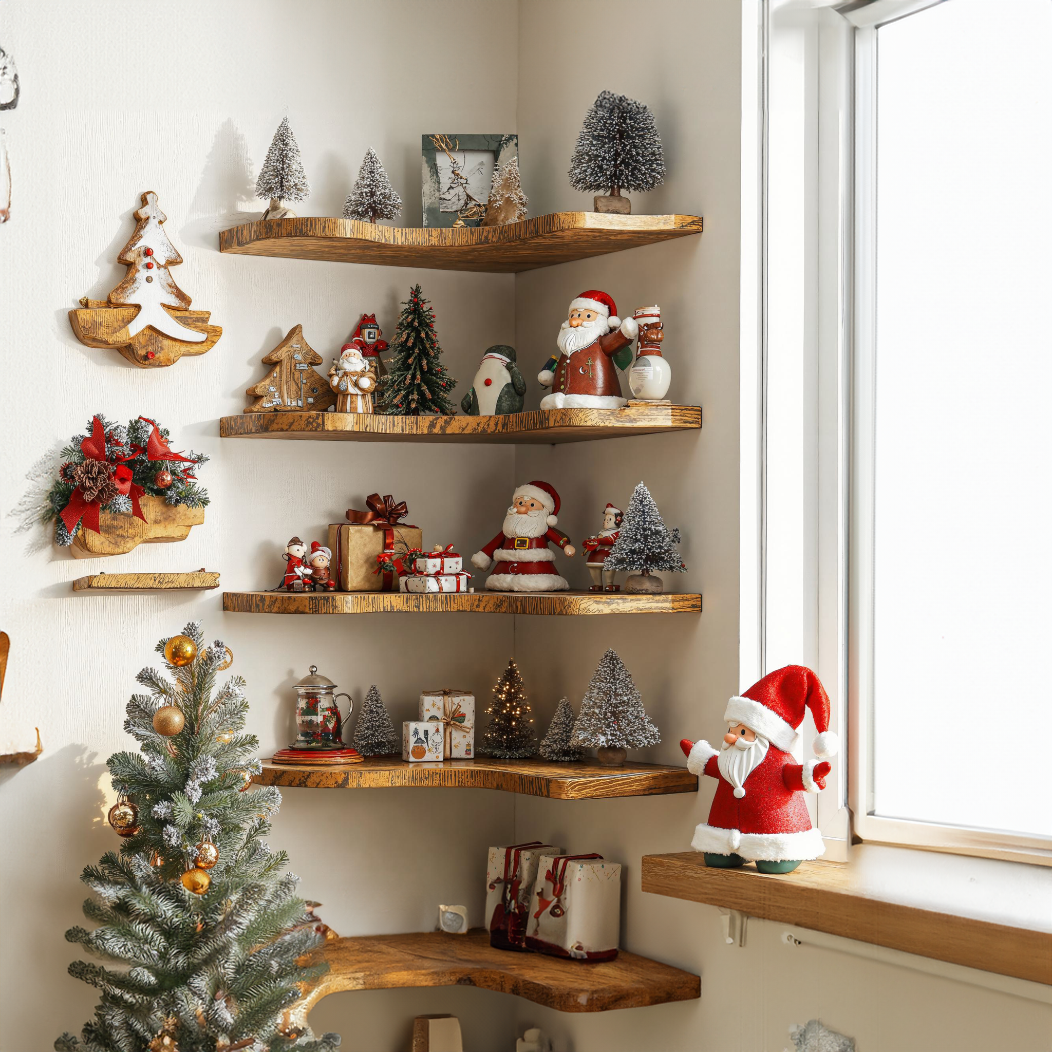 Floating Edge Corner Shelves Xmas Decor SILDTCN038