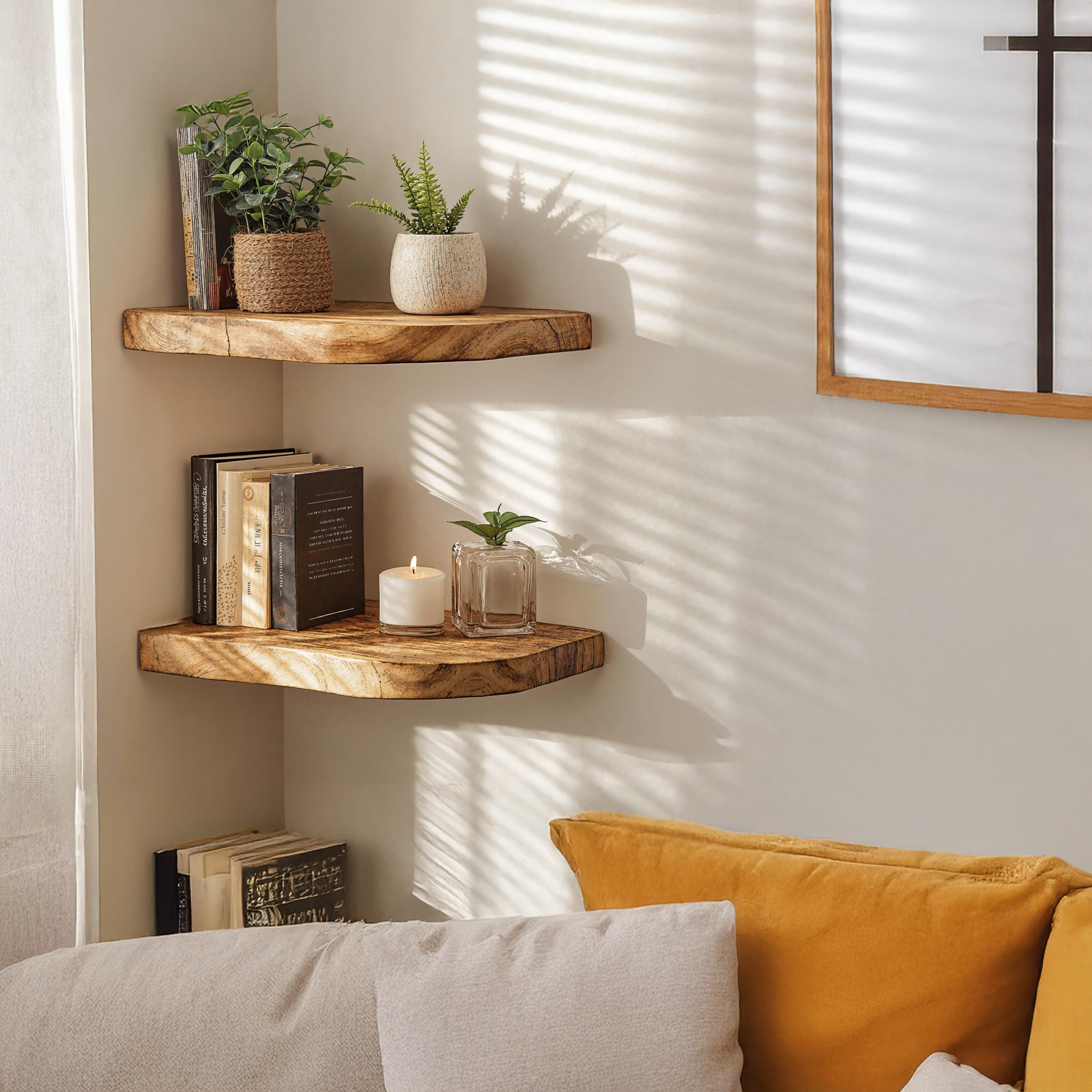 Farmhouse Wood Corner Shelf For Entryway Accent SILDTCN074