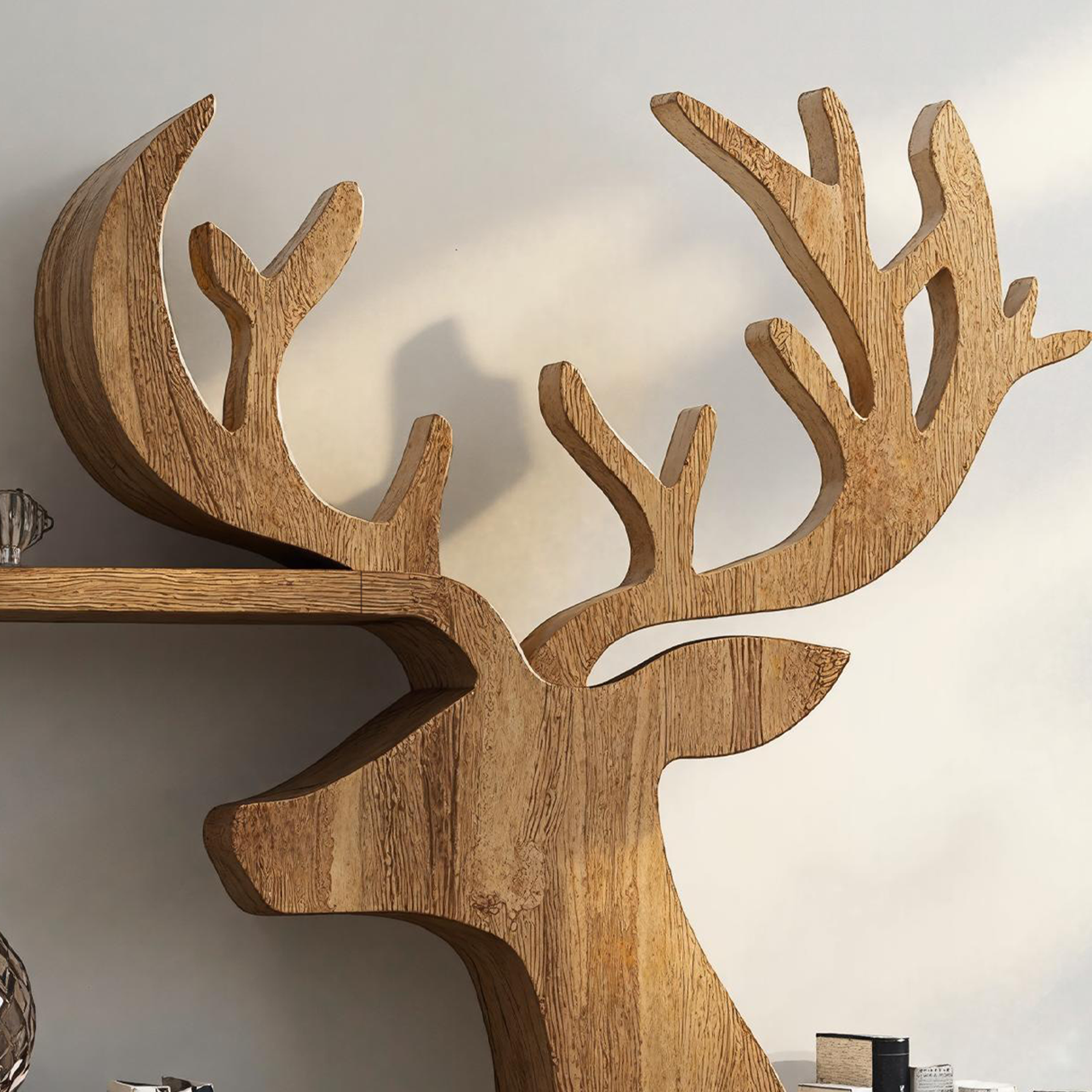 Decorative Wooden Deer Shelf For Cabin Style Homes SILDTDE005