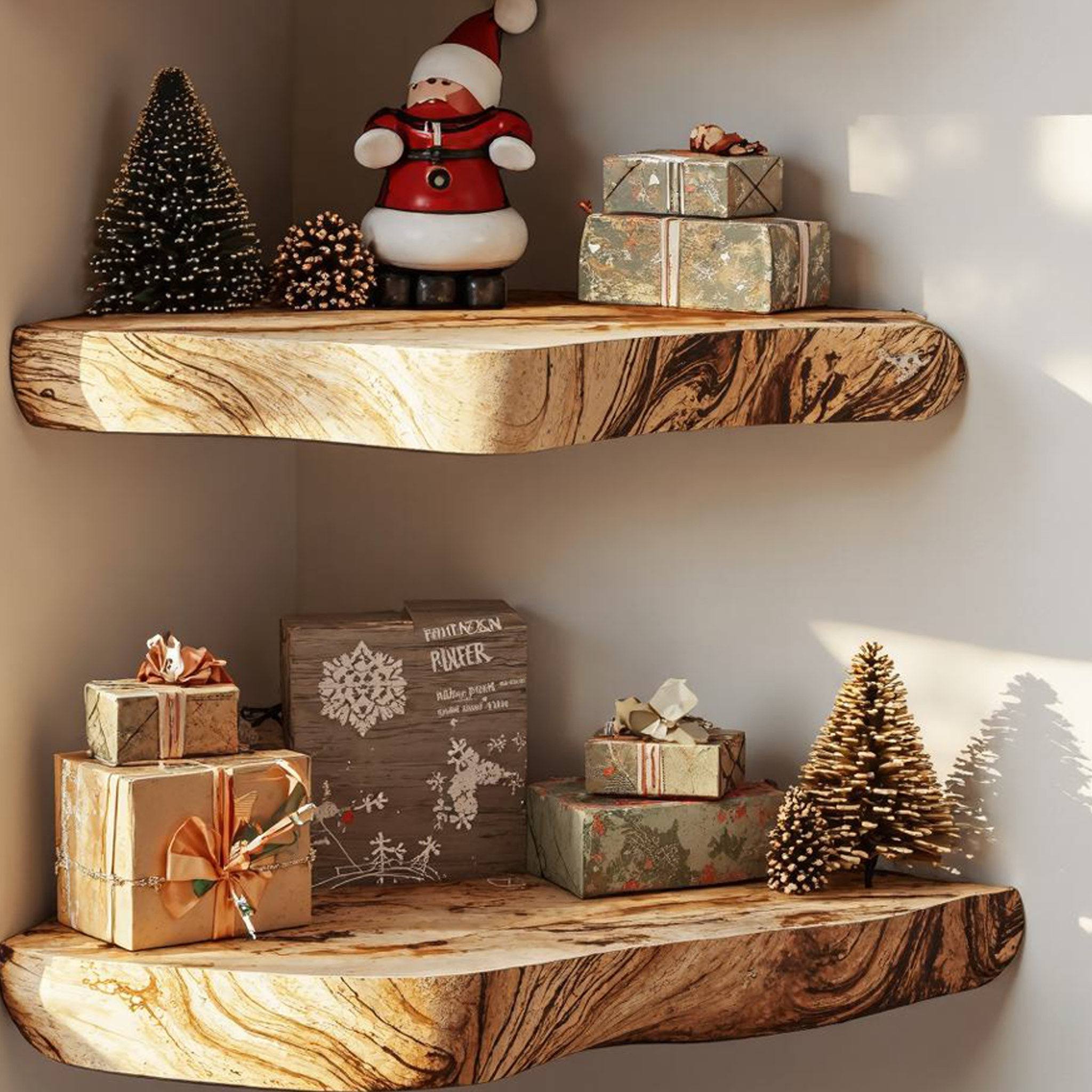 Rustic Xmas Corner Shelves Floating Corner Shelf SILDTCN040