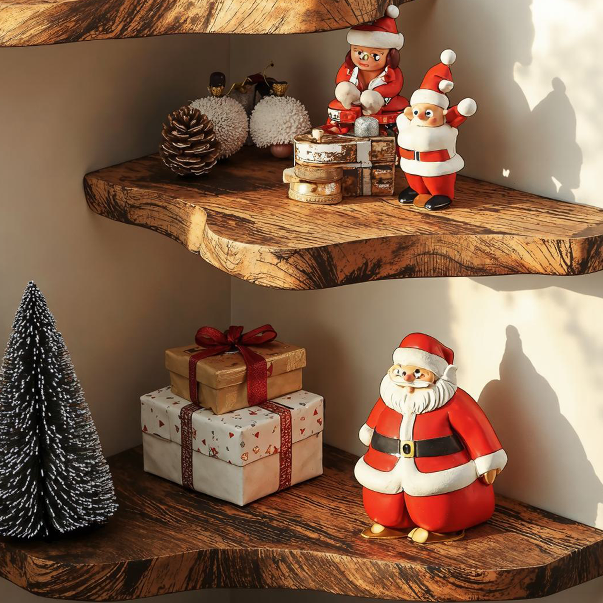 Live Edge Floating Corner Shelves Christmas Decor SILDTCN032