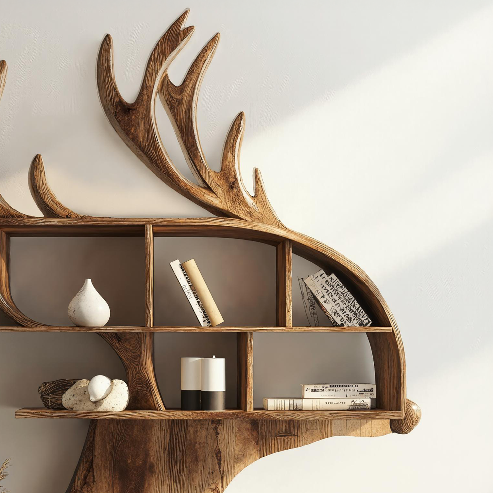 Custom Wood Deer Shelf For Home Office Organization SILDTDE006