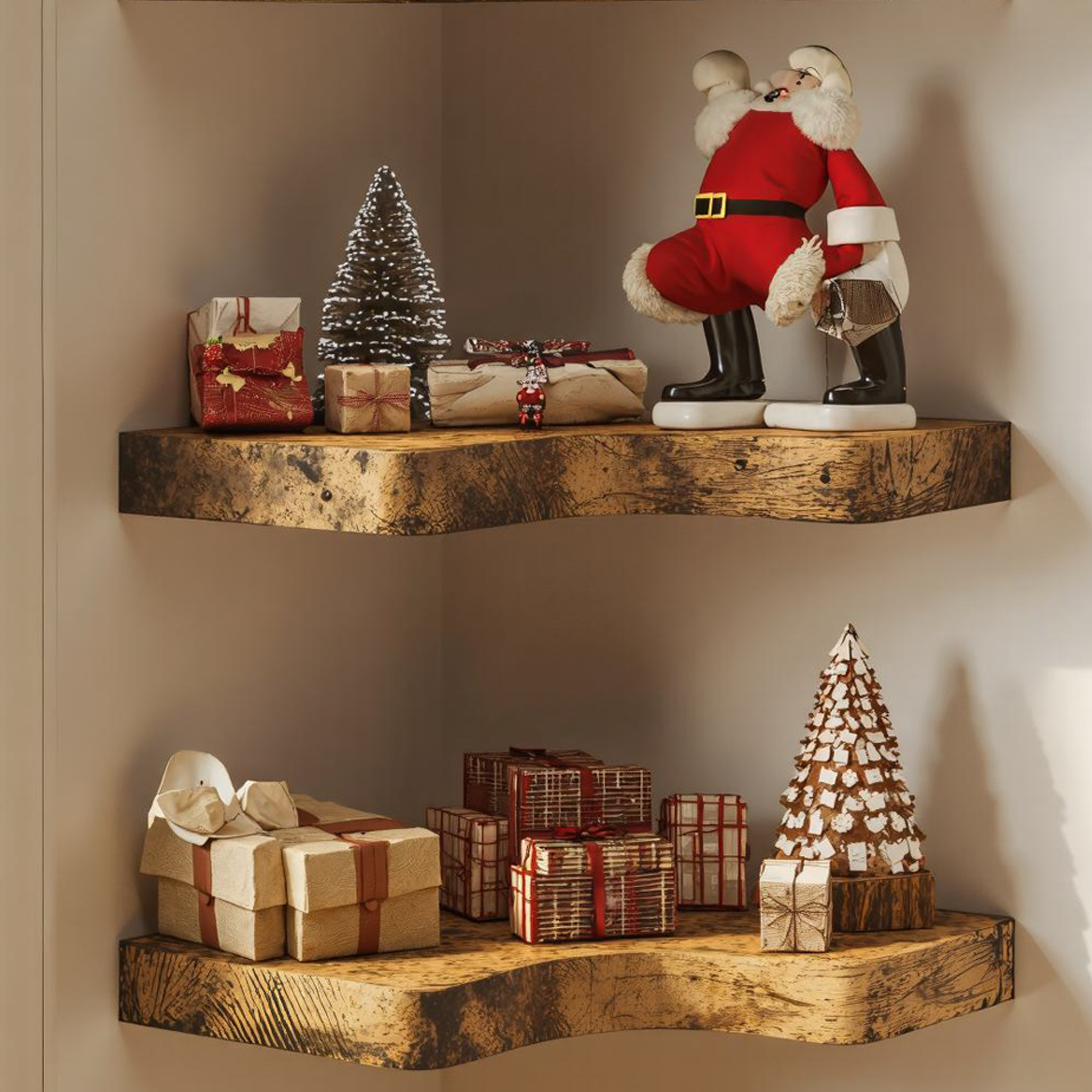 Floating Xmas Corner Shelves Wooden Shelves SILDTCN036