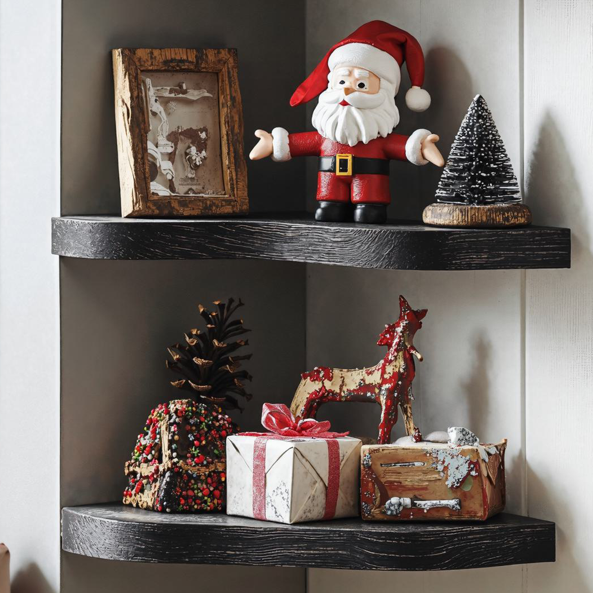 Floating Edge Wooden Corner Shelves Xmas Decor SILDTCN039