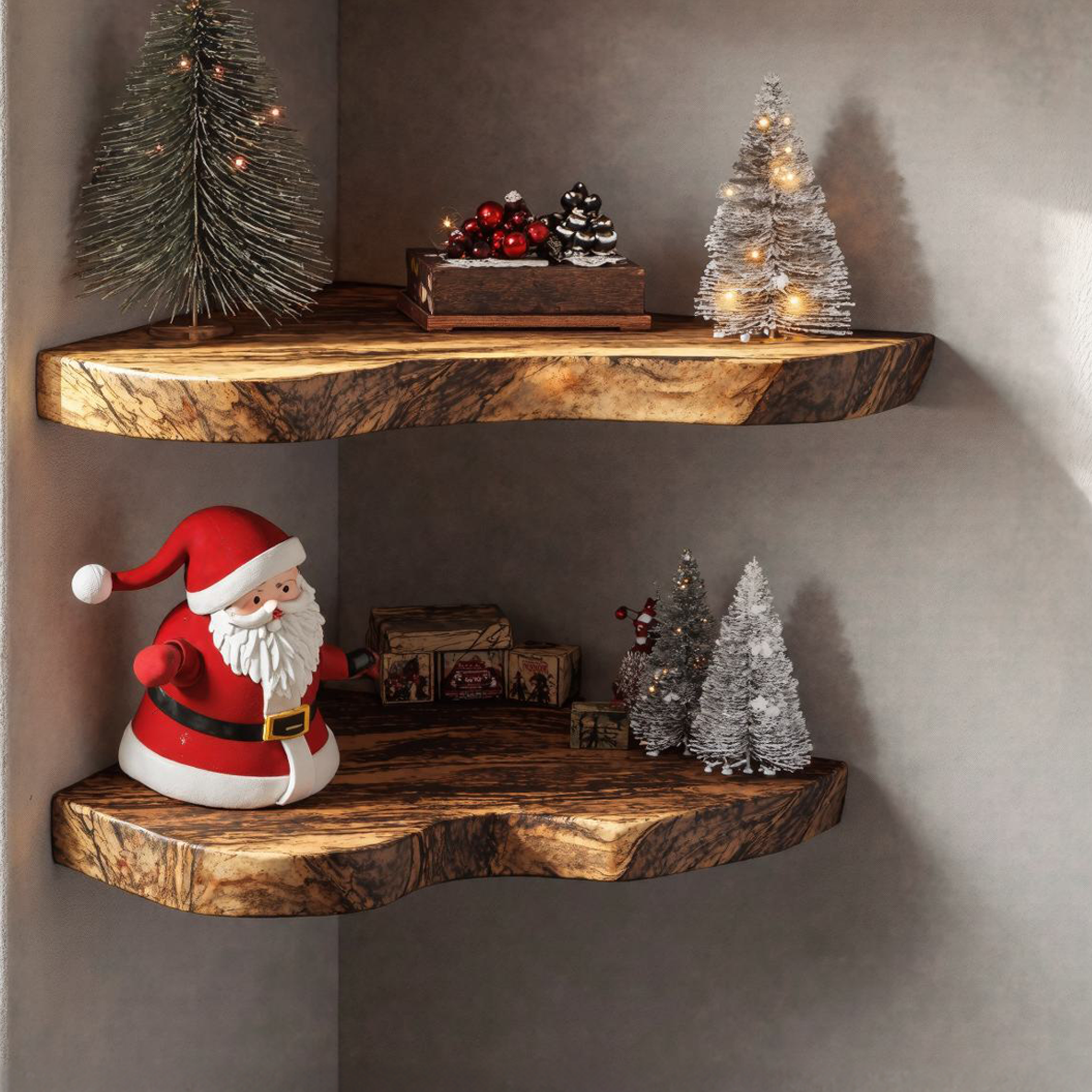 Wooden Corner Shelves Wall Shelf Xmas Decor SILDTCN043