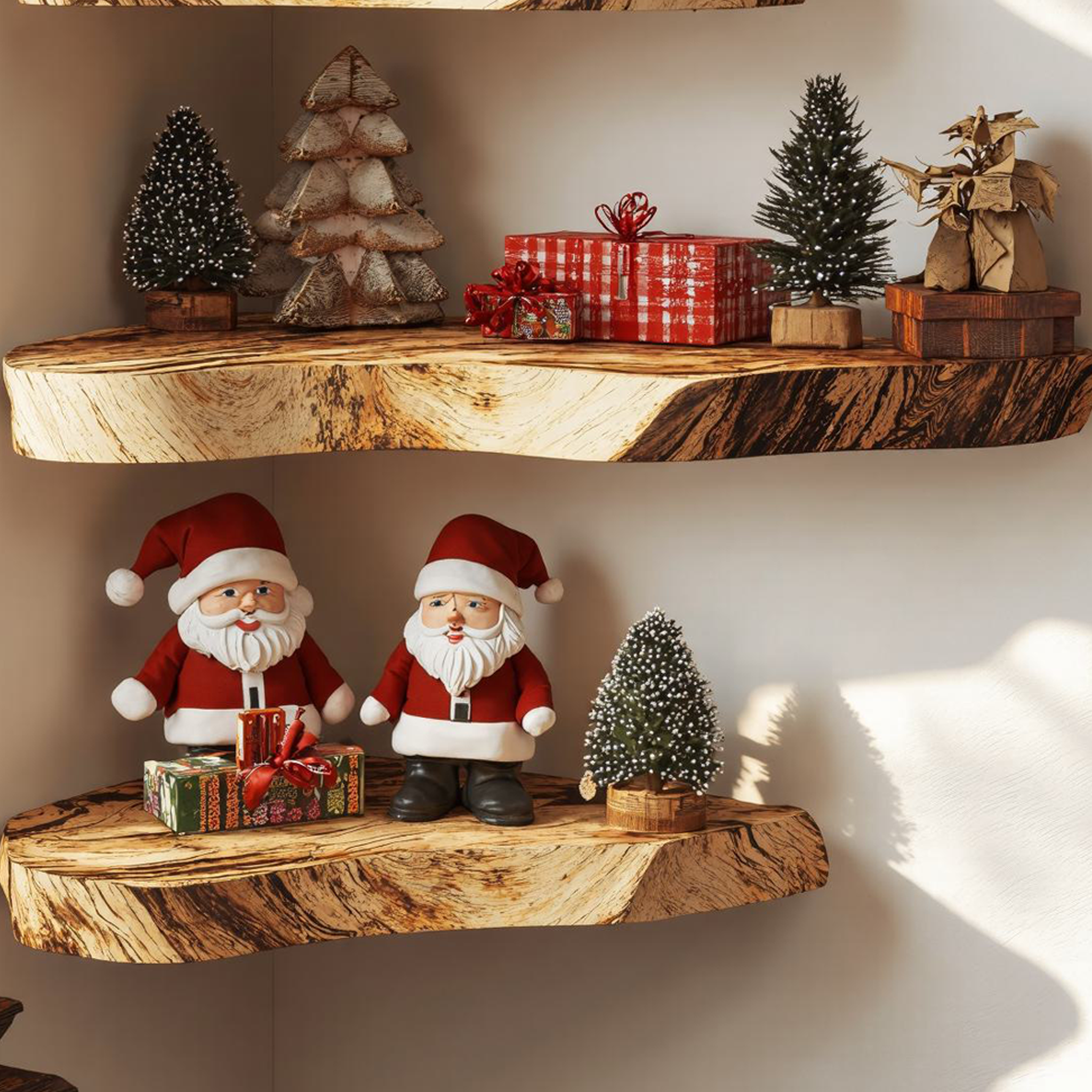 Rustic Xmas Wood Corner Shelves Home Decor SILDTCN041