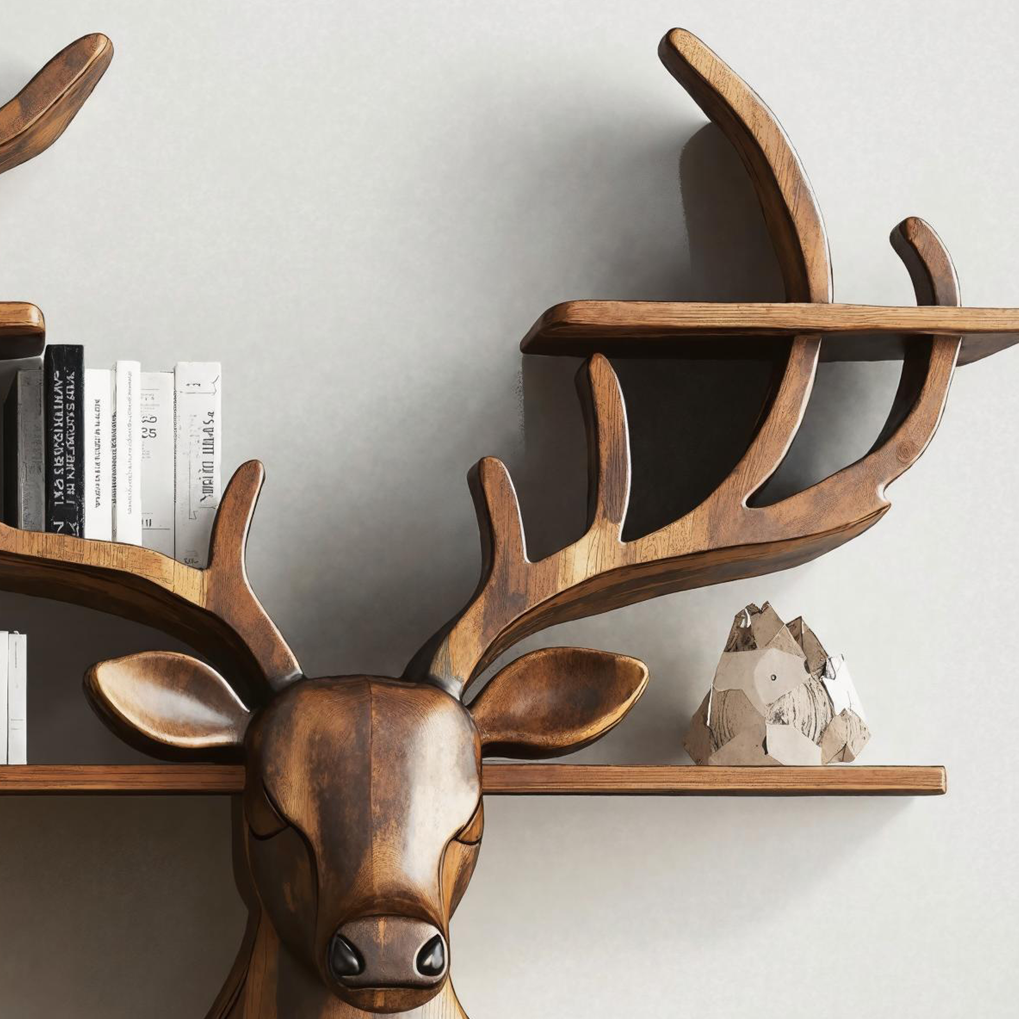 Handcrafted Wood Deer Shelf For Nature Inspired Home Decor SILDTDE010