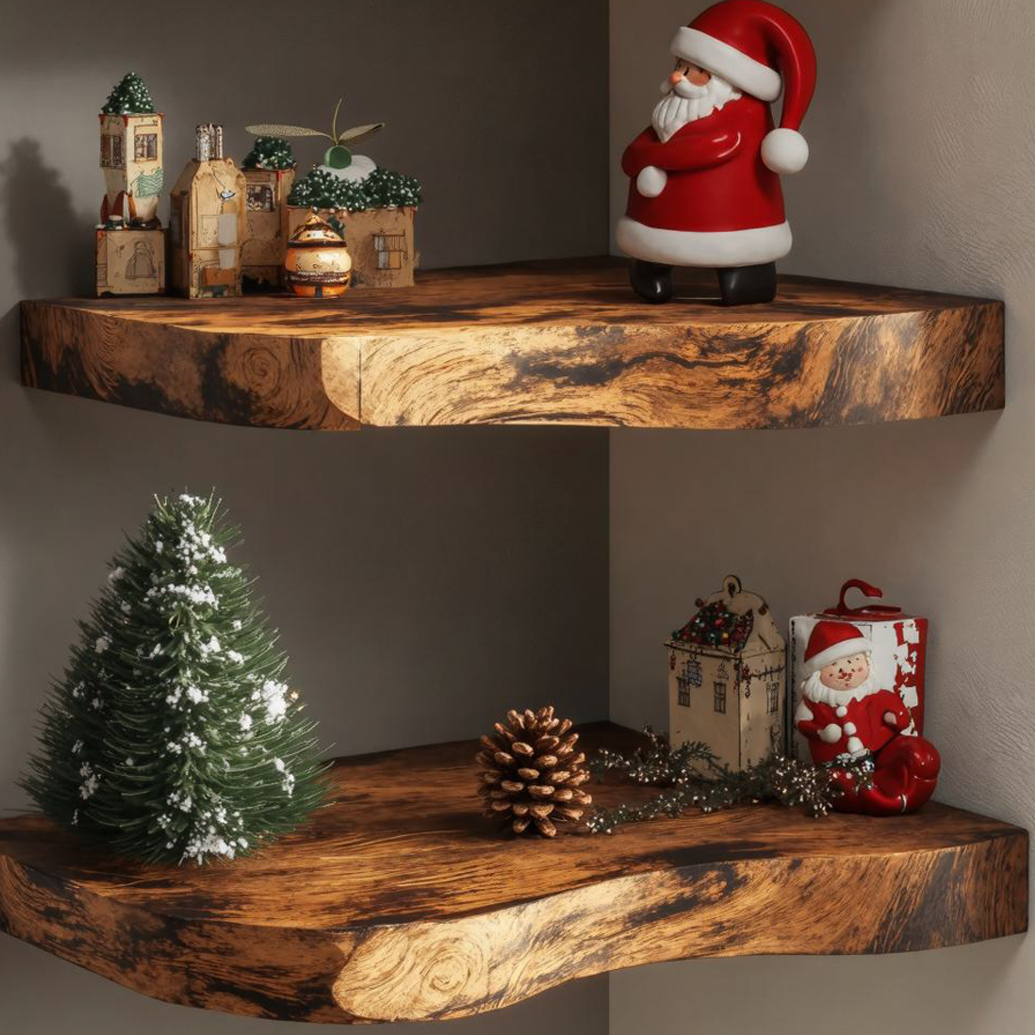 Live Edge Corner Shelves Floating Xmas Shelves SILDTCN033