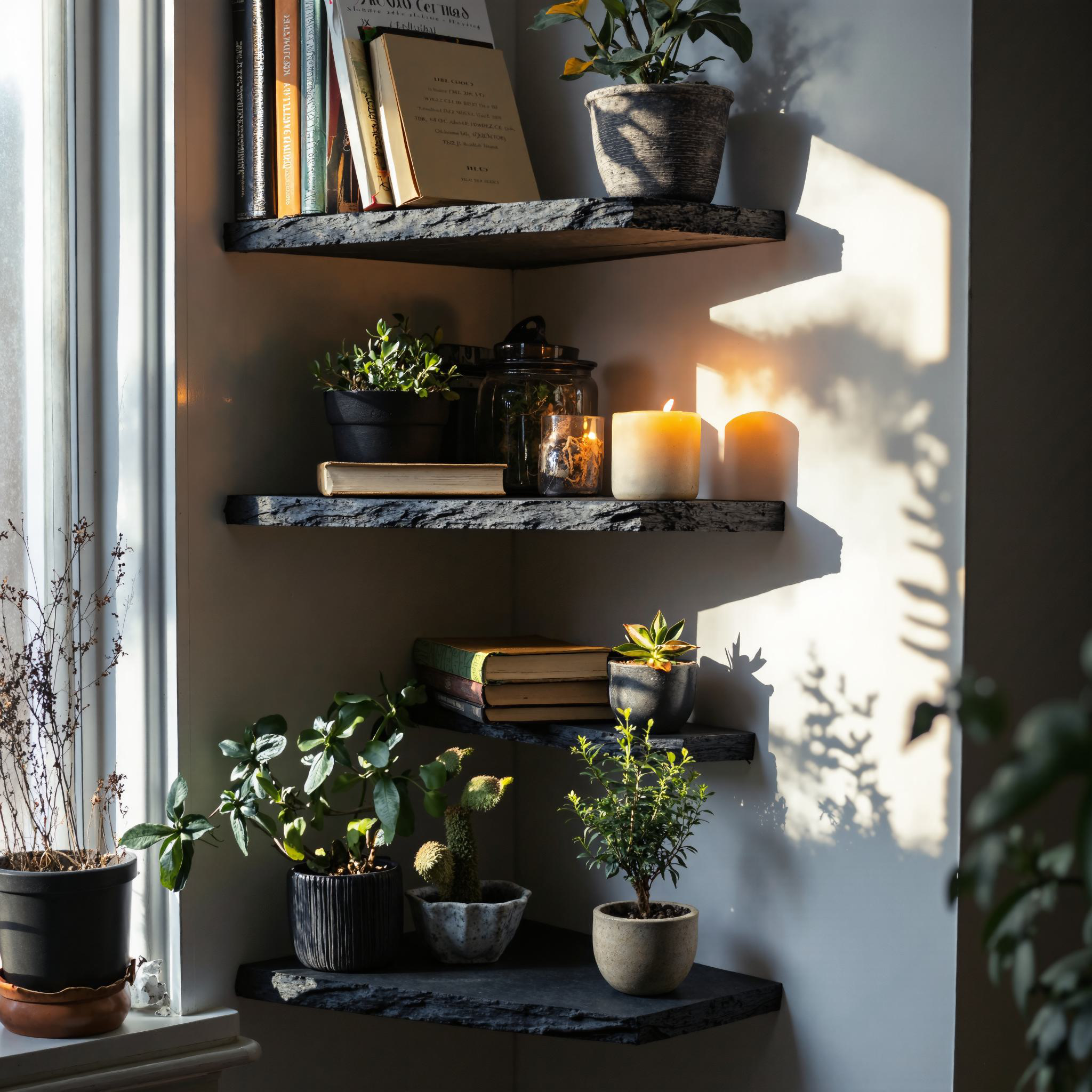 Floating Edge Black Corner Shelves Wall Shelves SILDTCN017