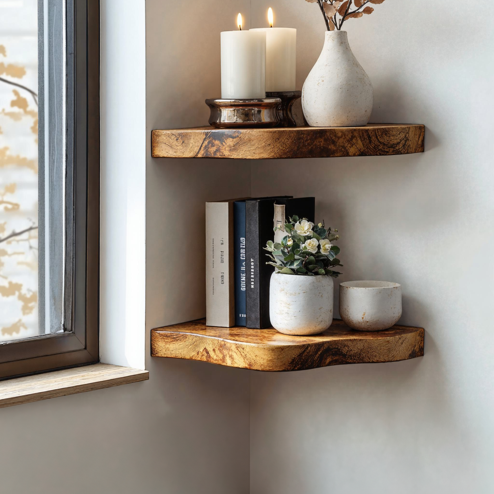 Handcraft Live Edge Corner Shelves Floating Shelves SILDTFL011