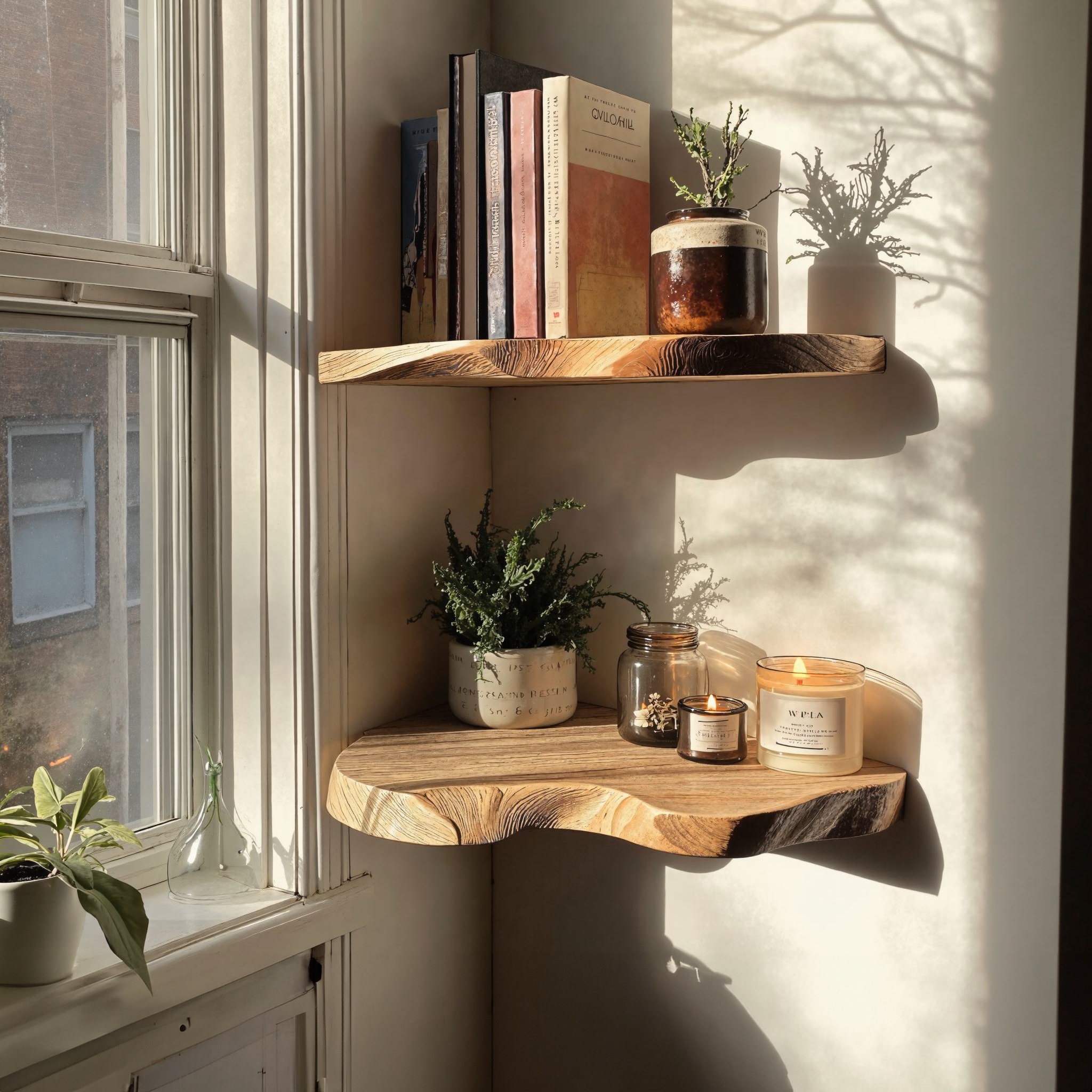 Handcraft Live Edge Corner Shelves Wooden Shelves SILDTCN013