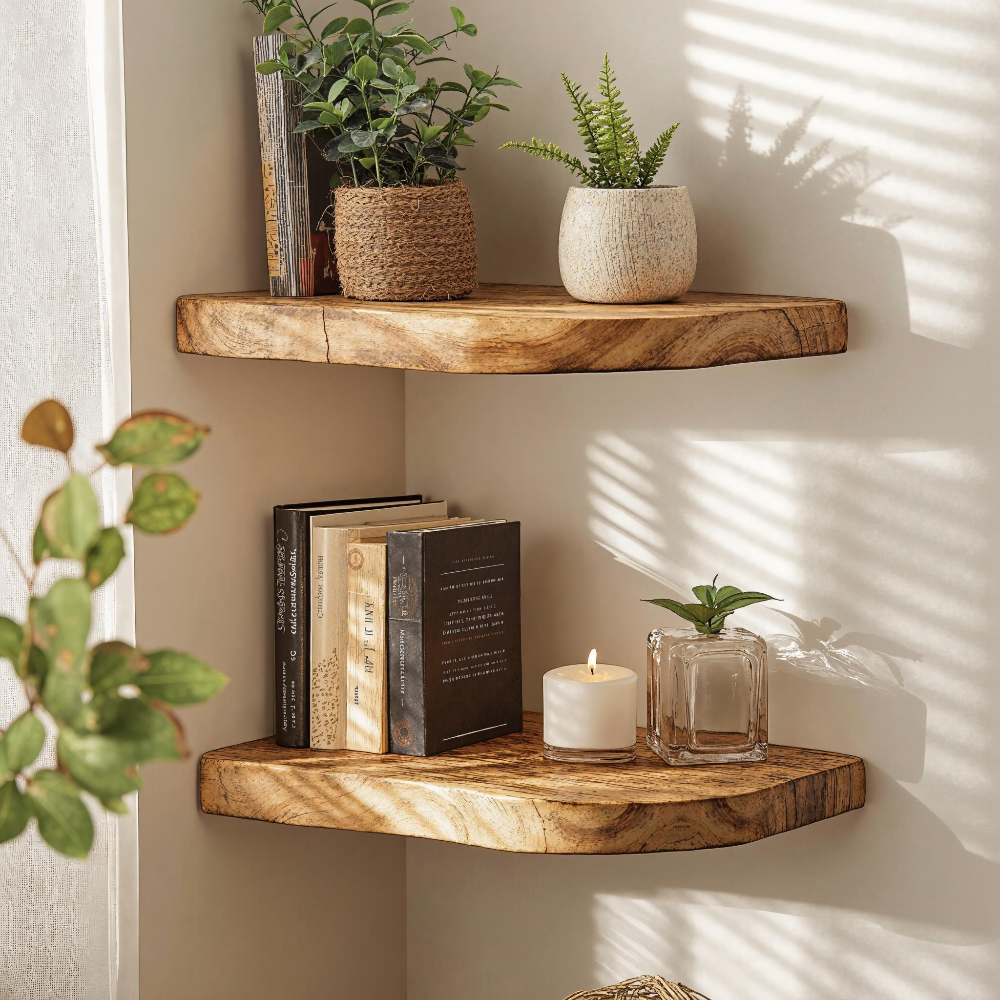 Farmhouse Wood Corner Shelf For Entryway Accent SILDTCN074