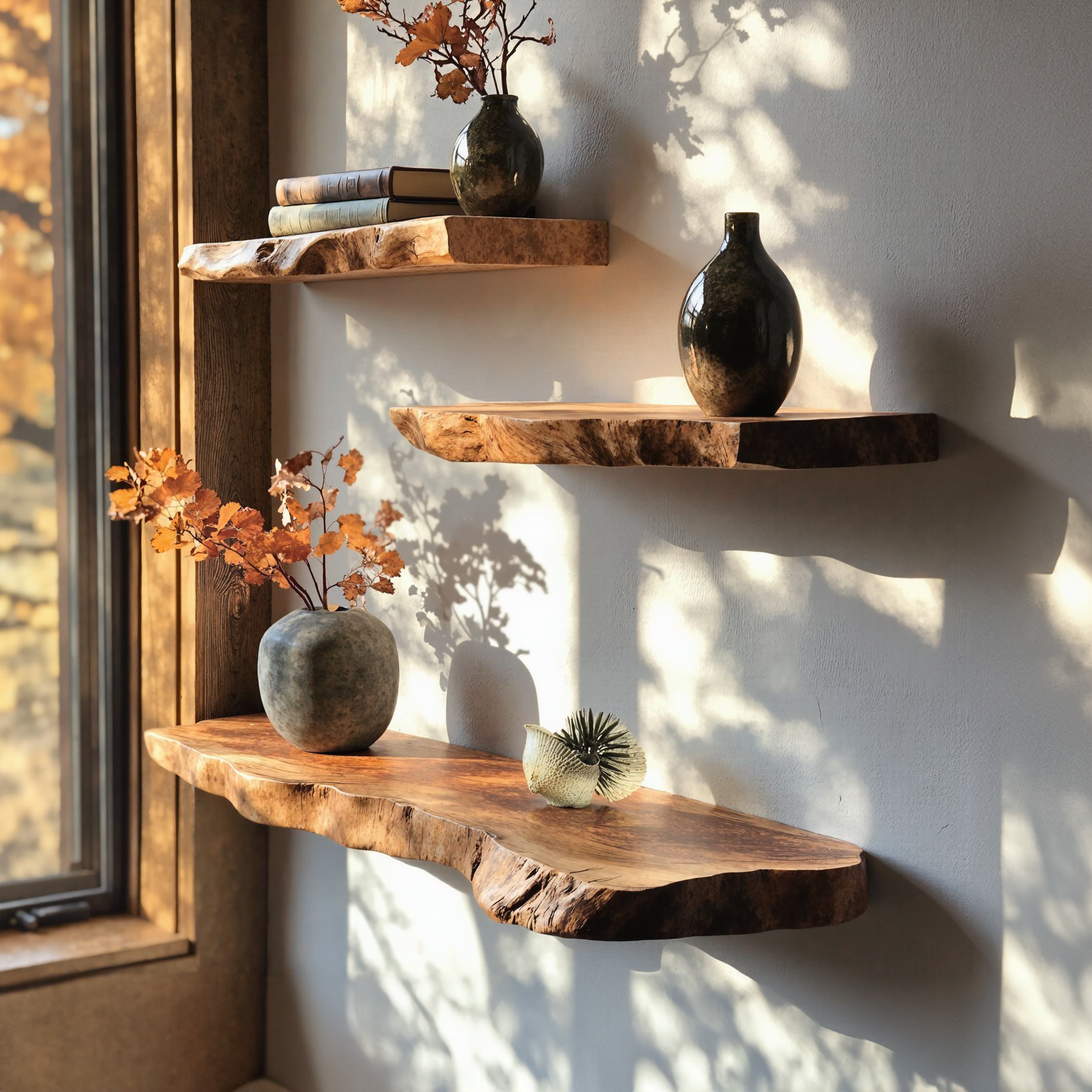 Live Edge Floating Corner Wall Shelves SILDTFL034