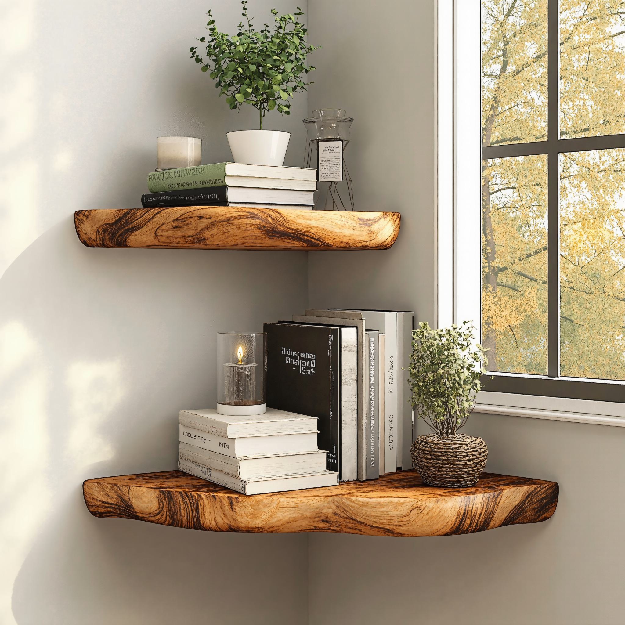 Farmhouse Wooden Floating Corner Shelf For Living Room SILDTCN053