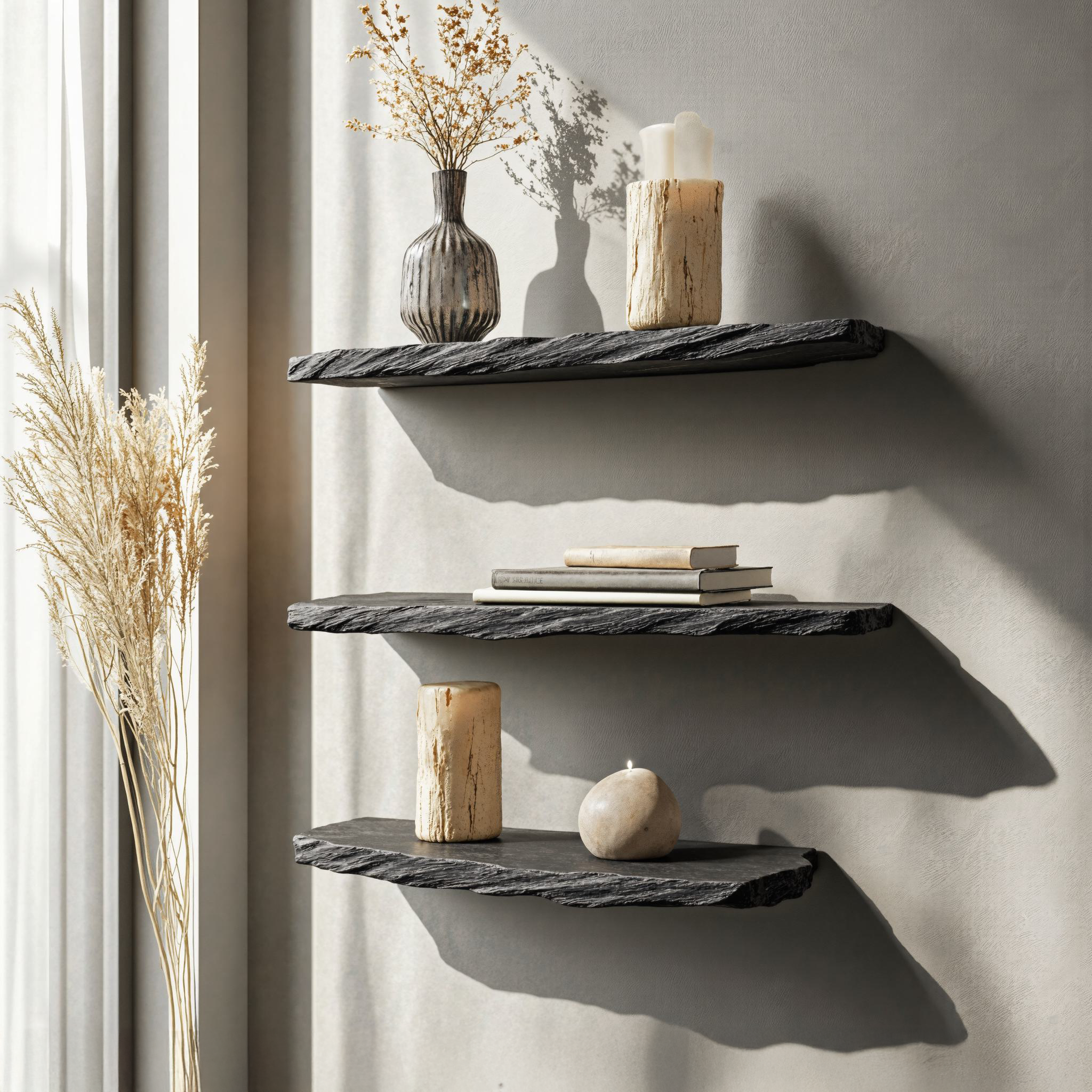 Farmhouse Black Wood Floating Shelves For Living Room SILDTFL128