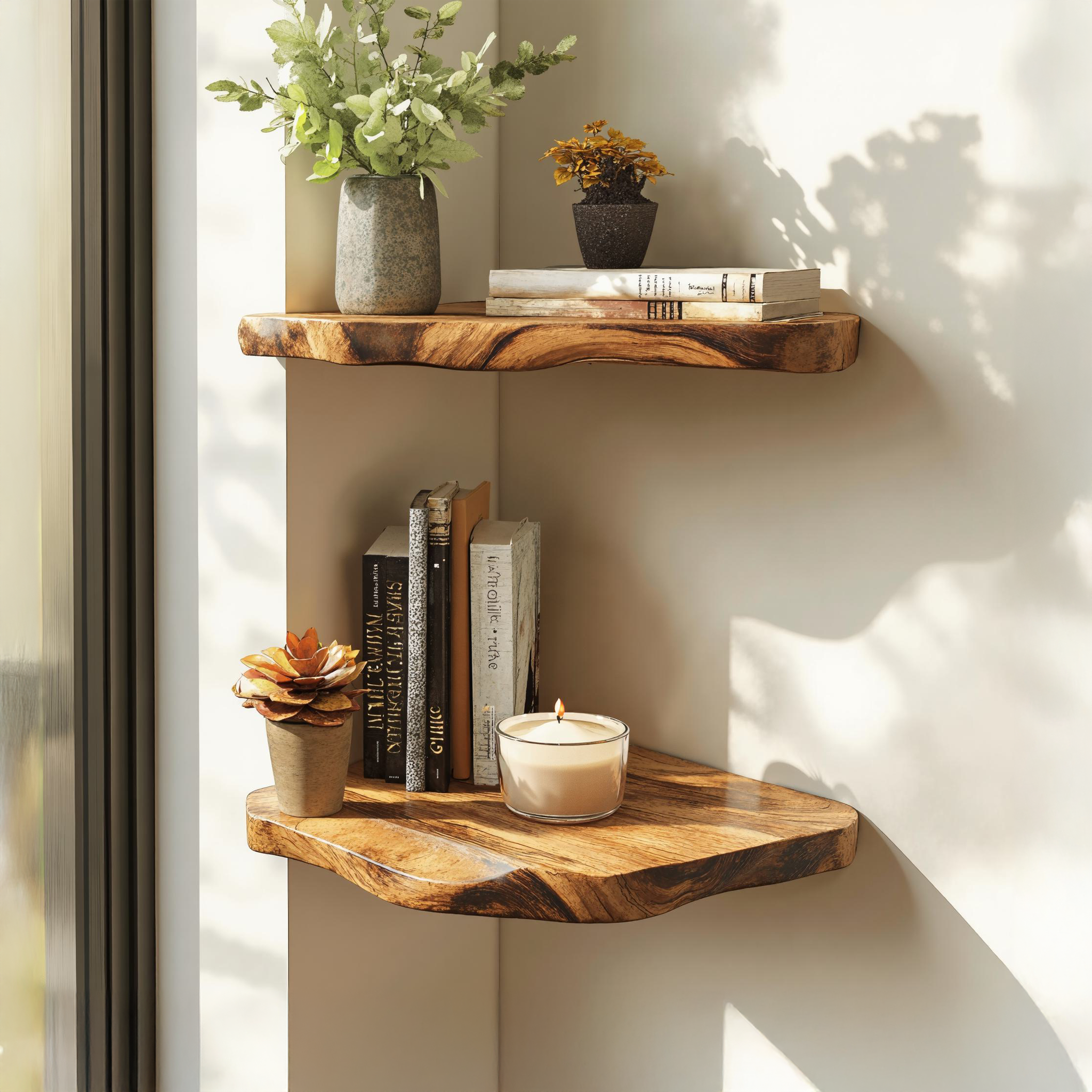 Modern Rustic Floating Corner Shelves For Living Room SILDTCN047