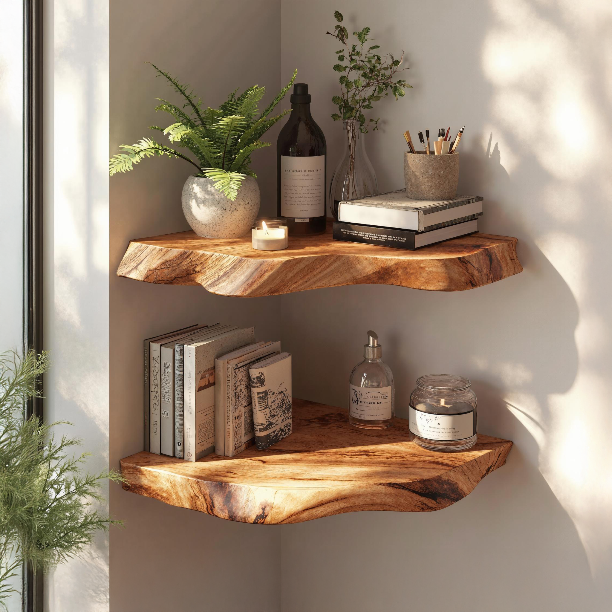 Decorative Corner Shelf With Curved Details For Elegant Living Rooms SILDTCN061