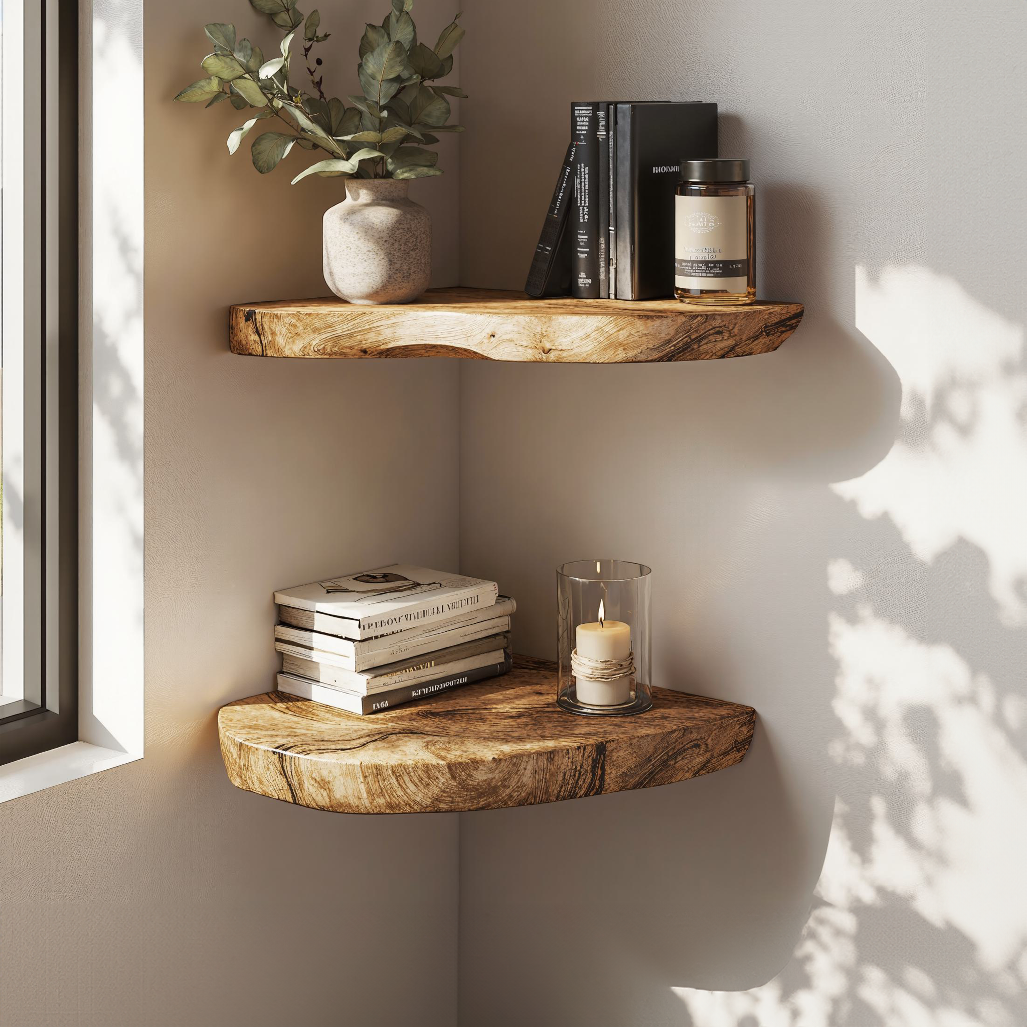 Live Edge Floating Corner Shelves Wall Shelves SILDTCN010