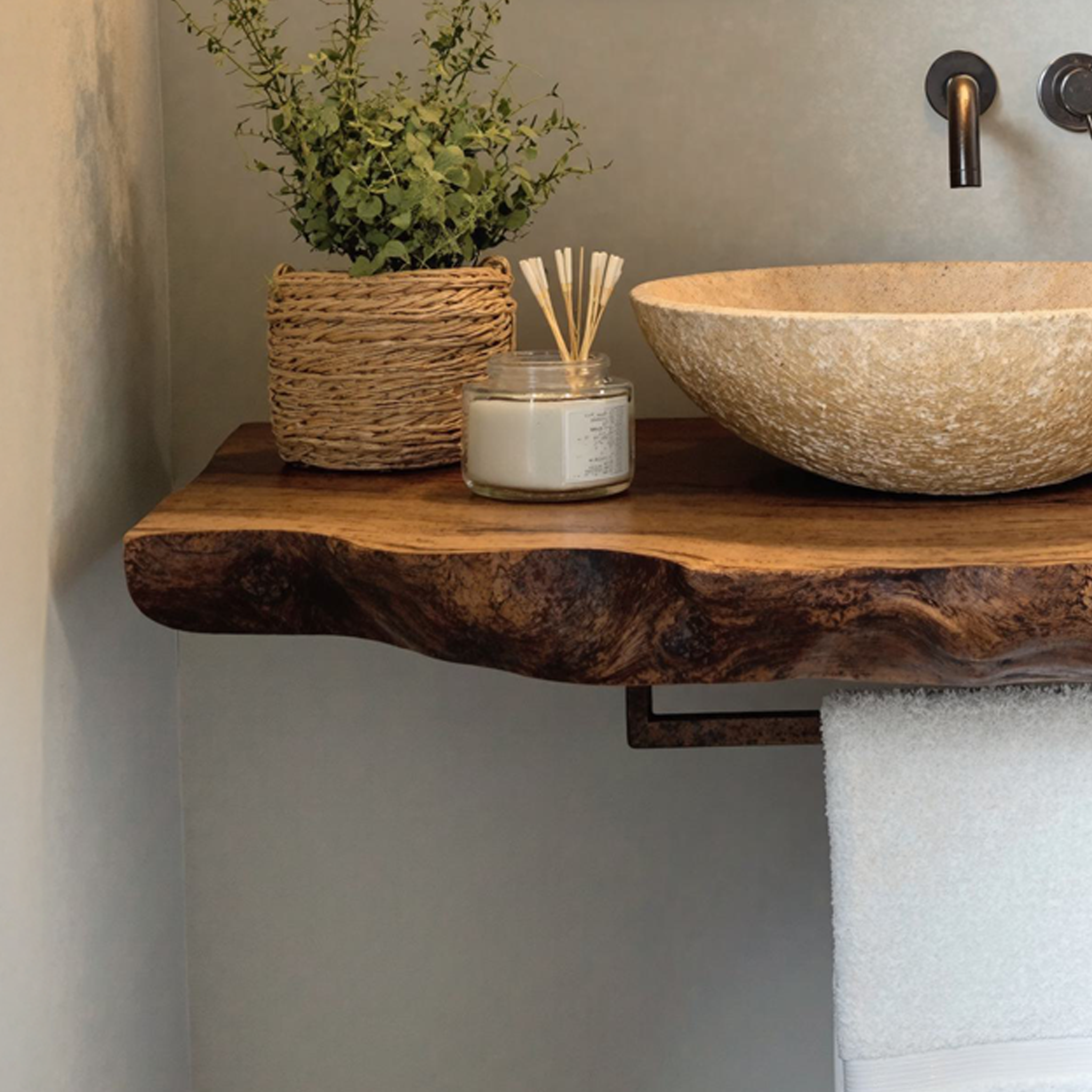 Handcrafted Floating Bathroom Vanity Shelf Rustic SILDTBRV037