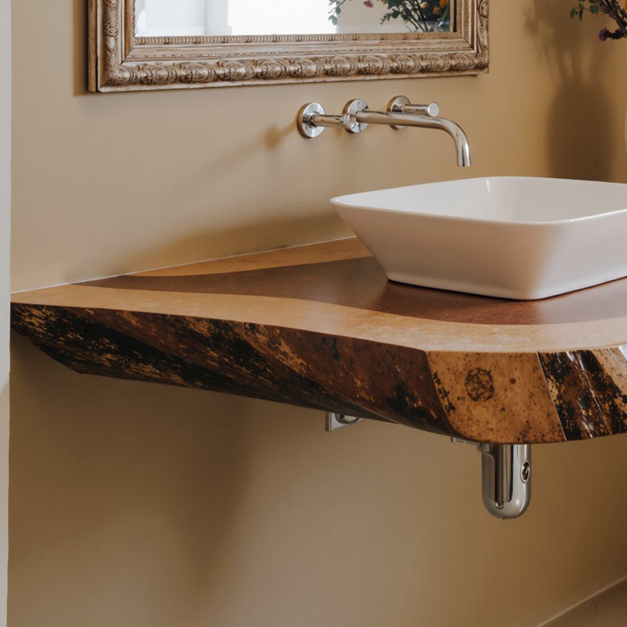 Natural Wood Bathroom Vanity Floating Shelf SILDTBRV094