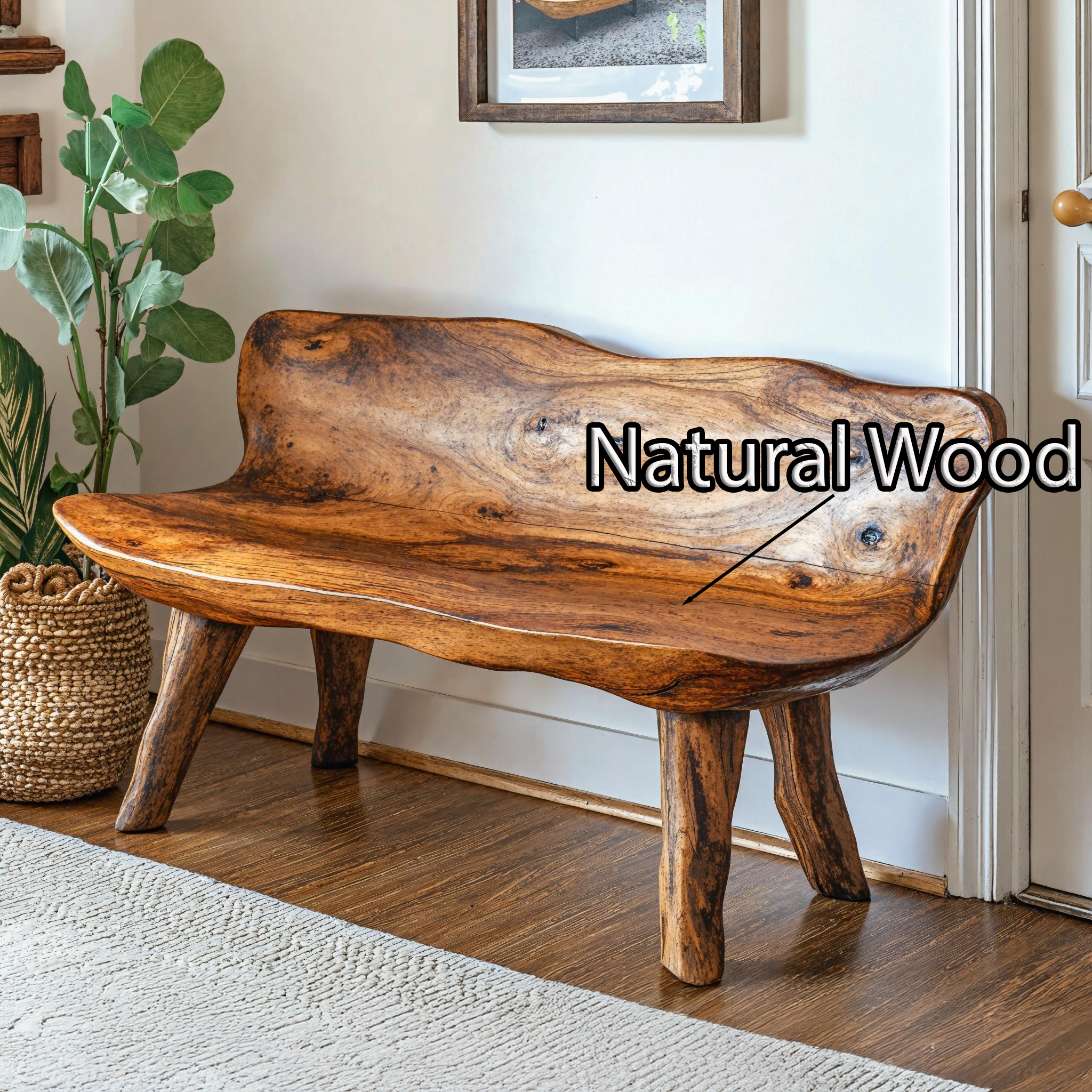 Elegant Handcrafted Wood Bench For Classic Home Interiors SILDTWB012