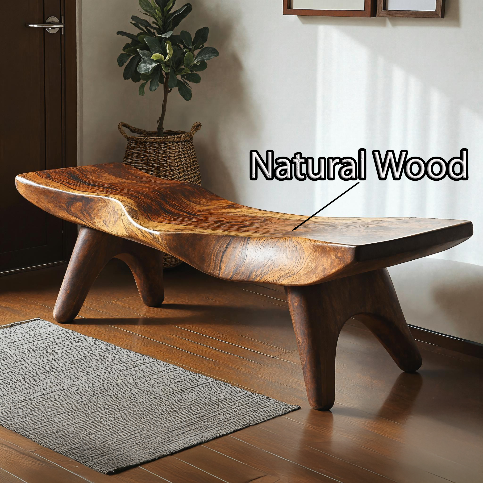 Trendy Wood Bench With Natural Finish For Modern Living SILDTWB015