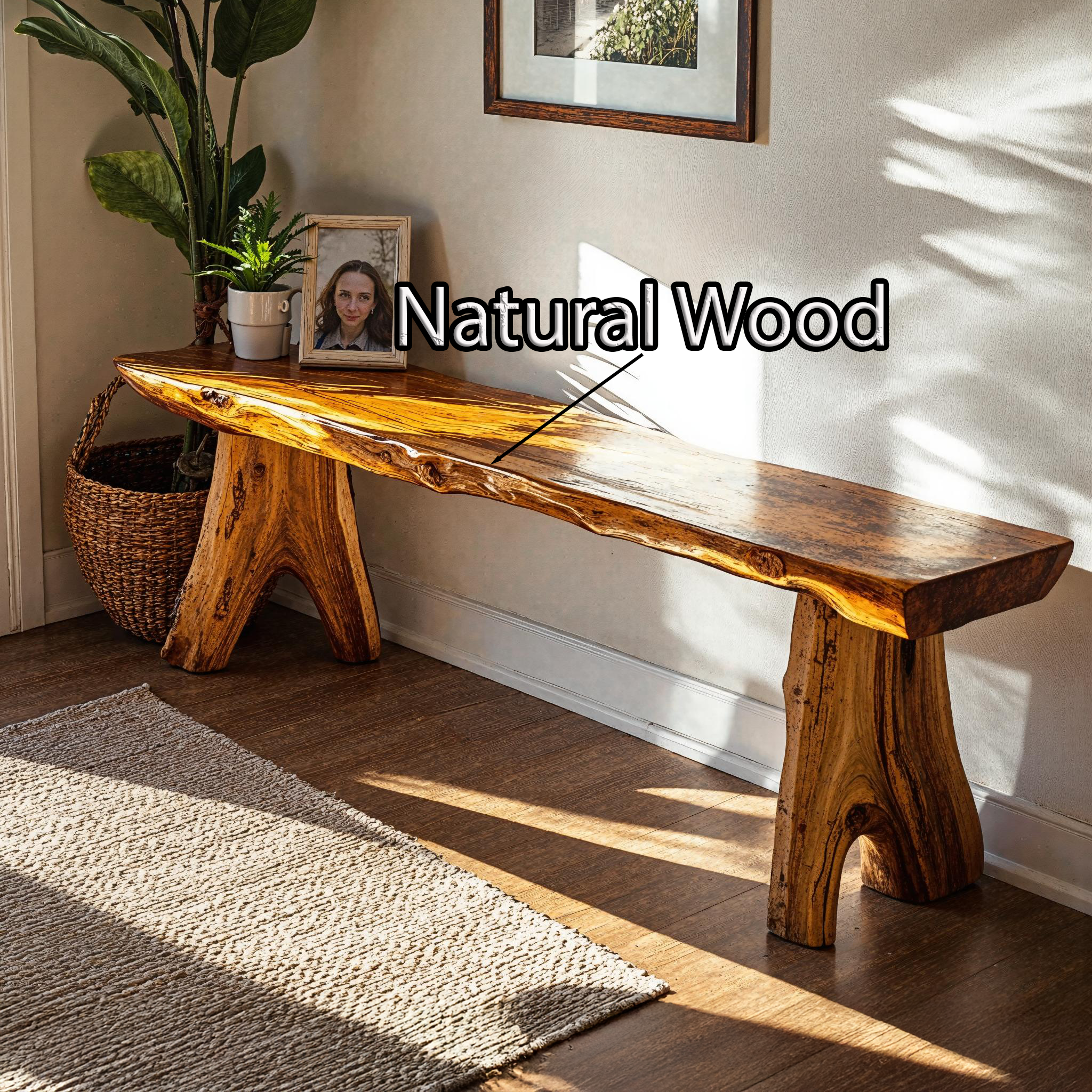 Classic Wood Bench With Natural Finish For Entryway SILDTWB004