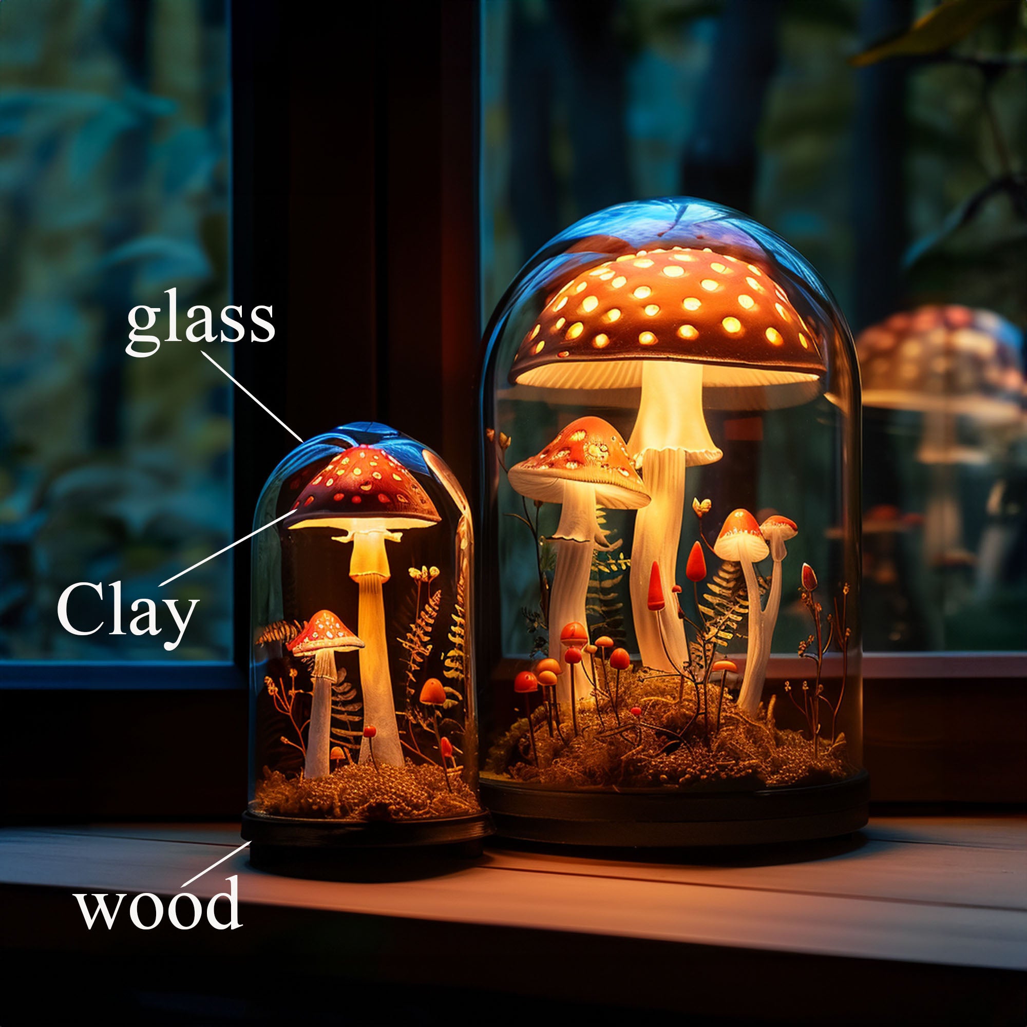 Handcrafted Mushroom Night Light Magic SILDTMR035