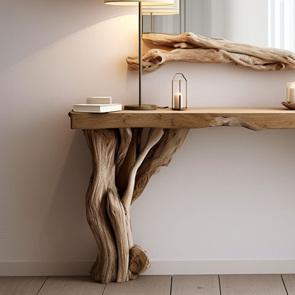 Narrow Floating Console Table Wood SILDTCS006