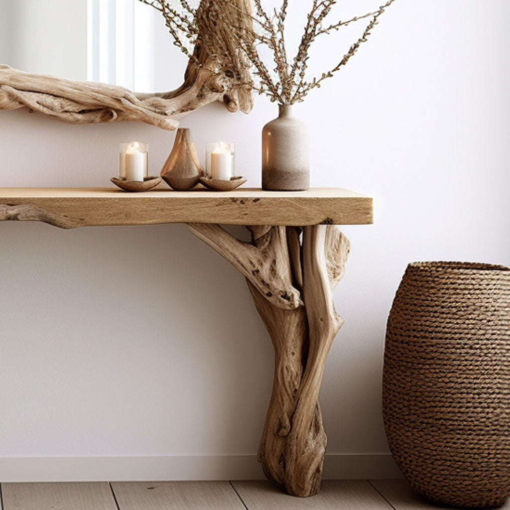 Narrow Floating Console Table Wood SILDTCS006