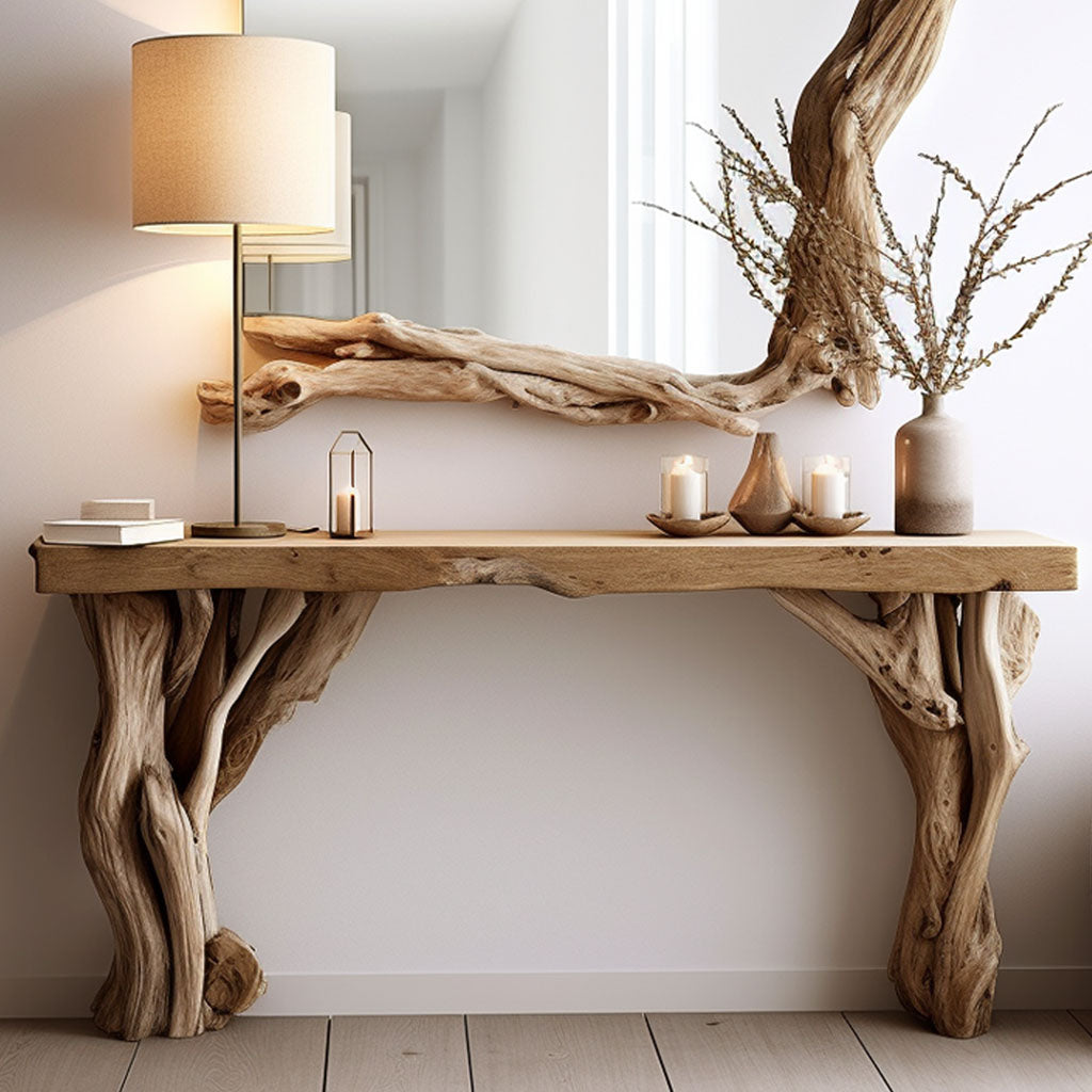 Narrow Floating Console Table Wood SILDTCS006