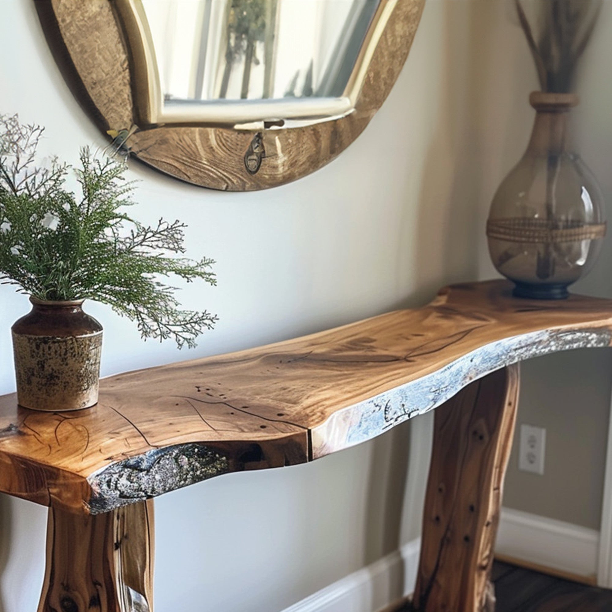 Rustic Side Table Dark Wood Console Table SINLCS030