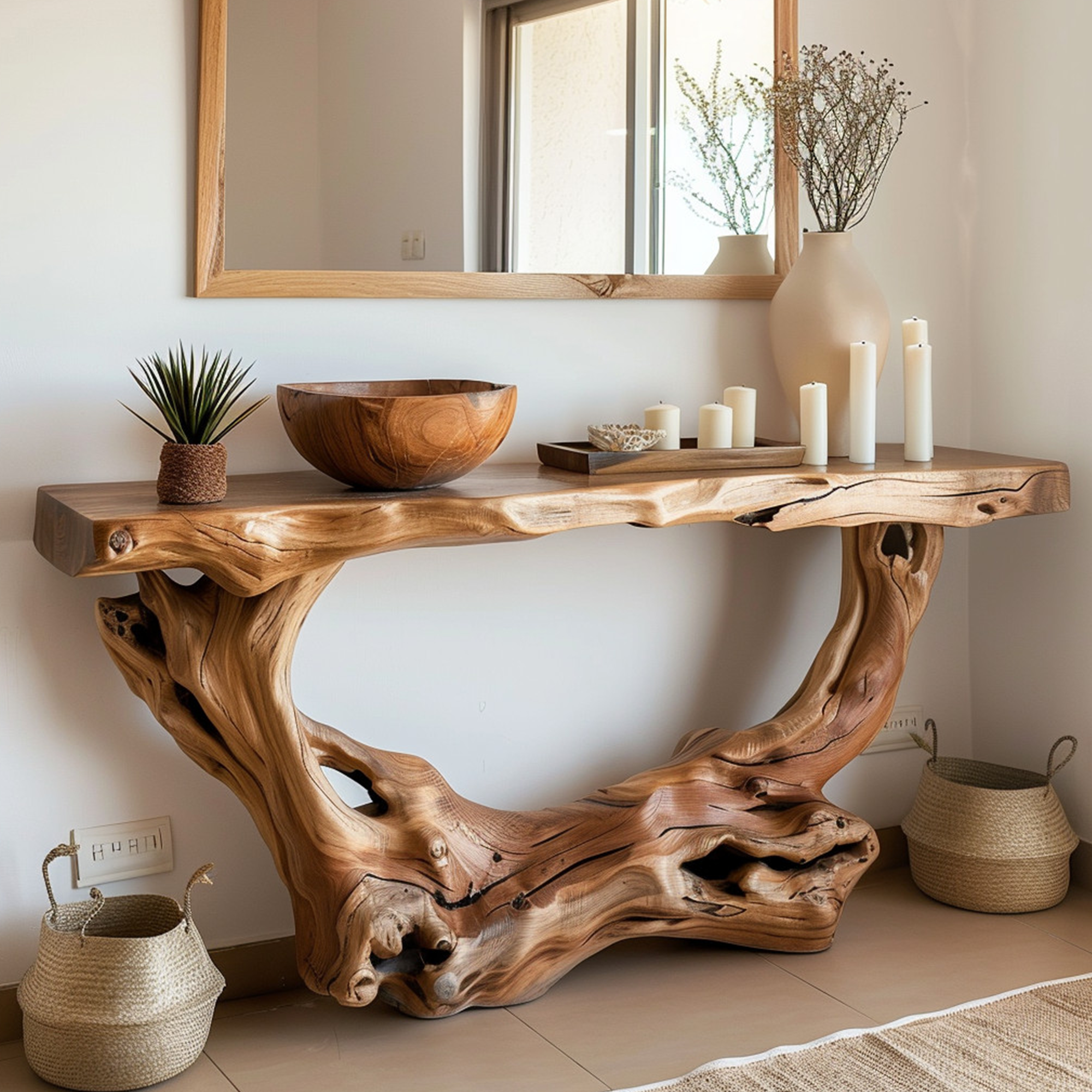 Narrow Console Table Solid Wood SINLCS008