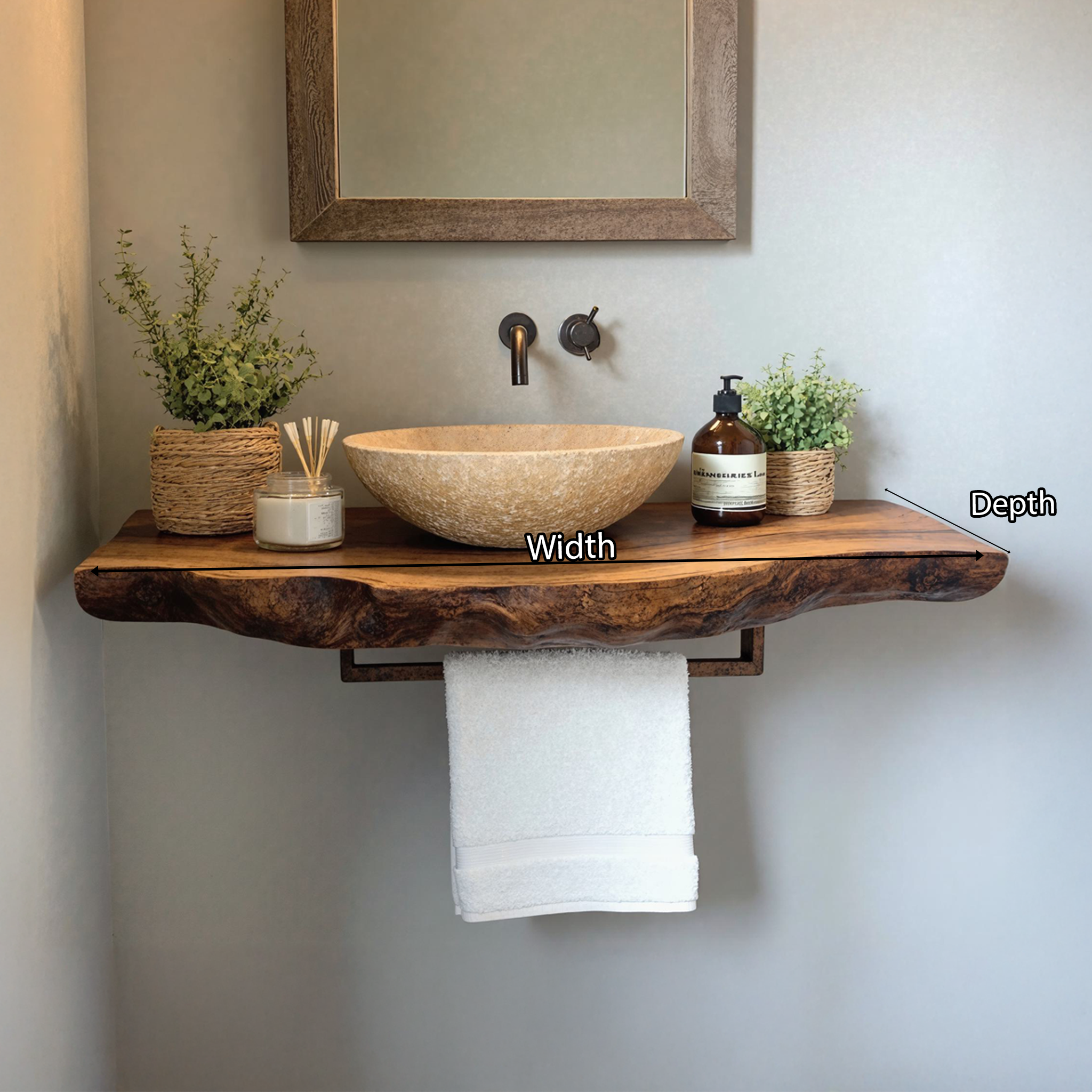 Handcrafted Floating Bathroom Vanity Shelf Rustic SILDTBRV037