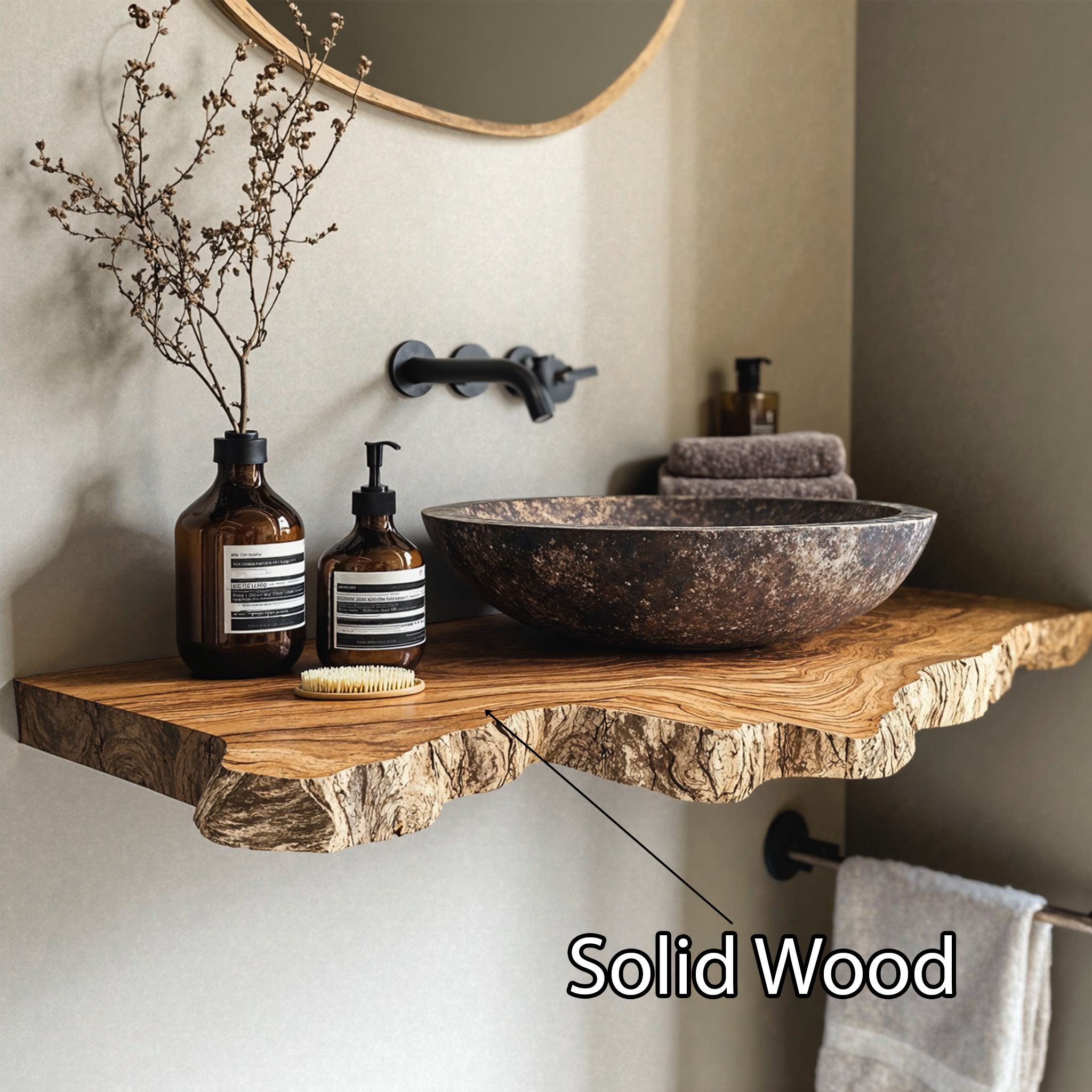 Natural Wood Bathroom Sink Vanity SILDTBRV030