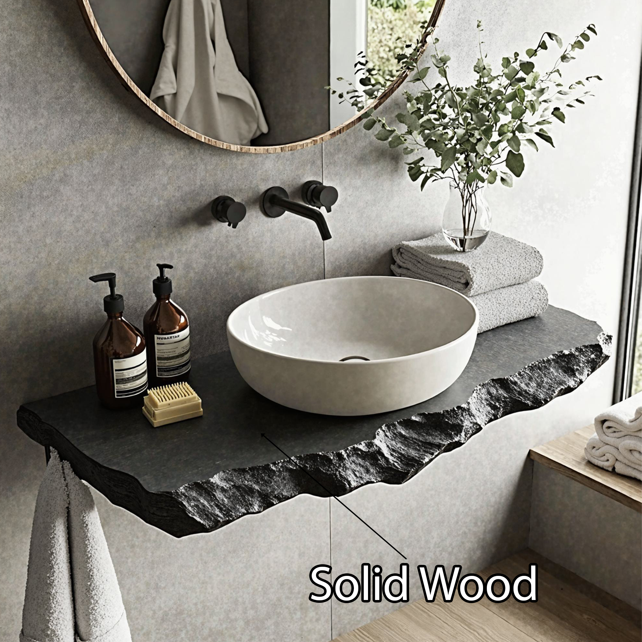 Natural Bathroom Floating Wood Shelf SILDTBRV029