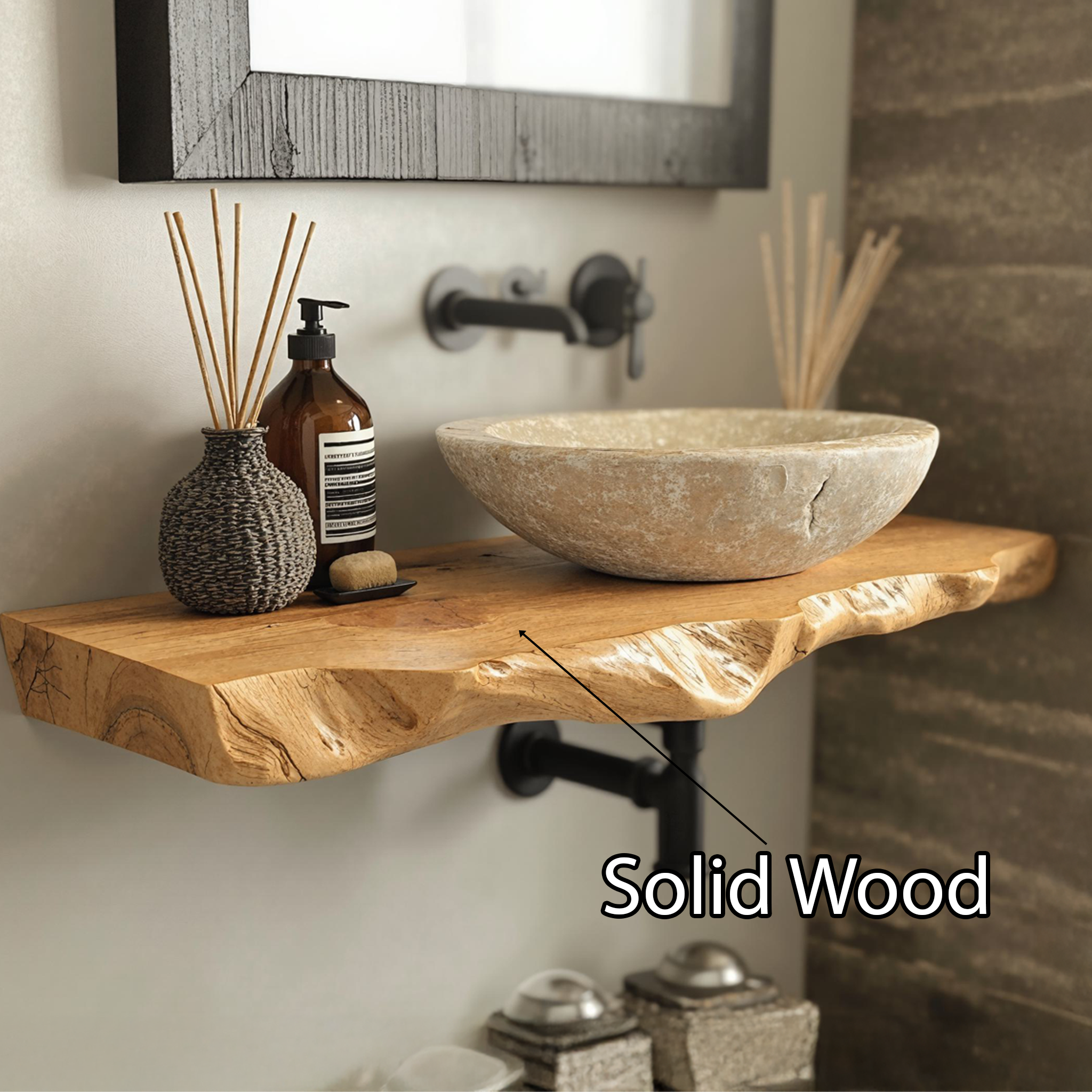 Floating Wood Bathroom Vanity Shelf SILDTBRV032