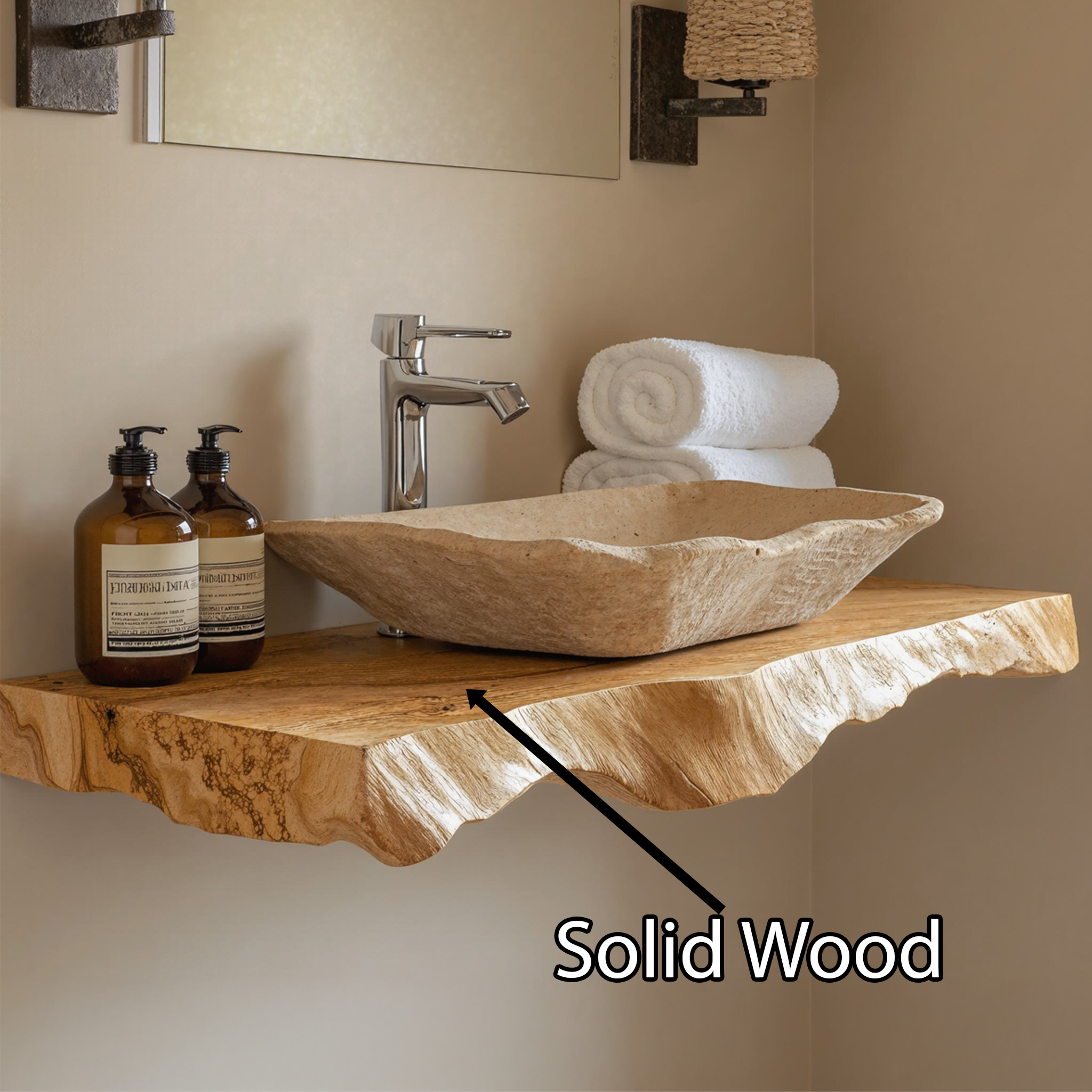 Handcrafted Counter Bathroom Sink Shelf SILDTBRV044