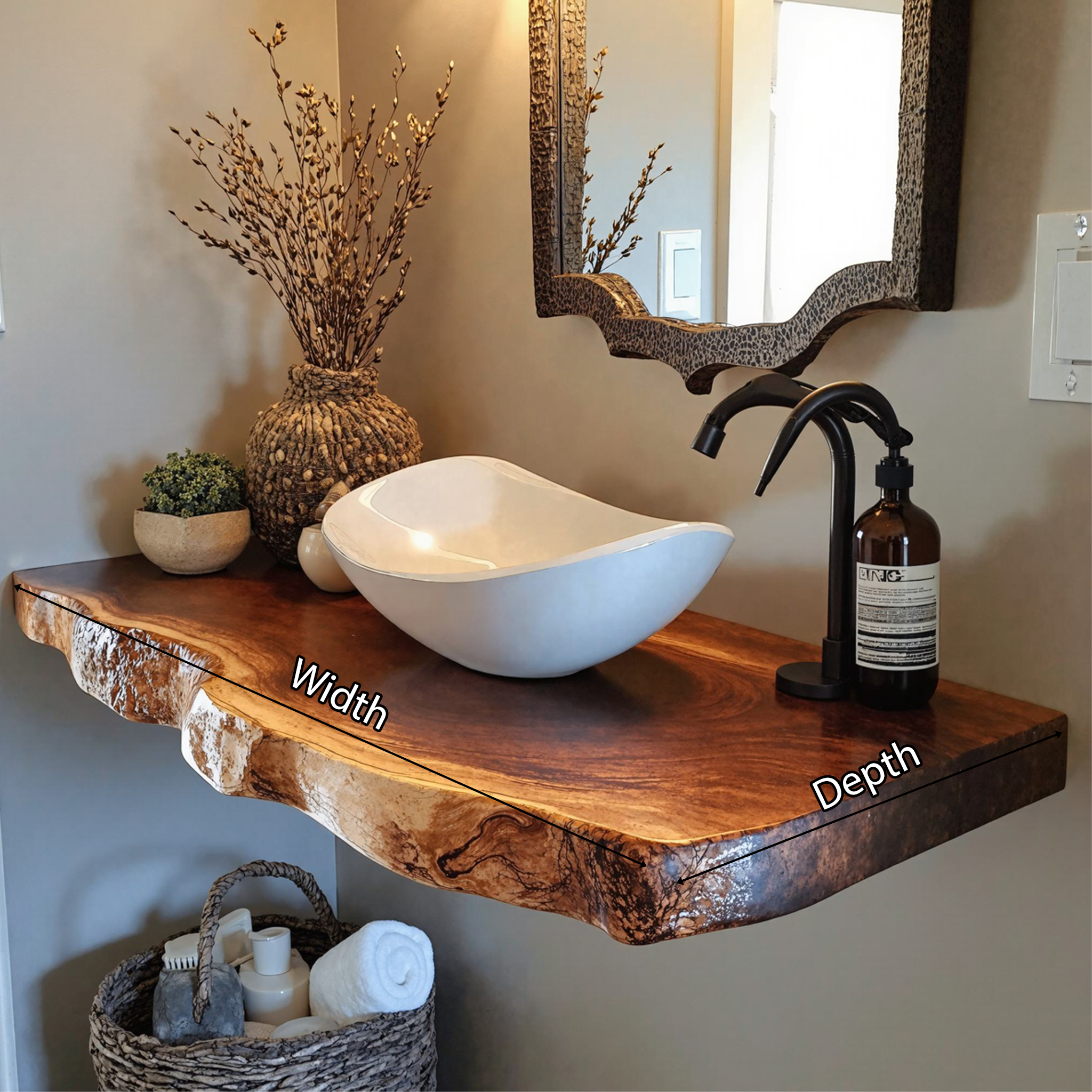 Handcrafted Bathroom Vanity Shelf Rustic SILDTBRV036