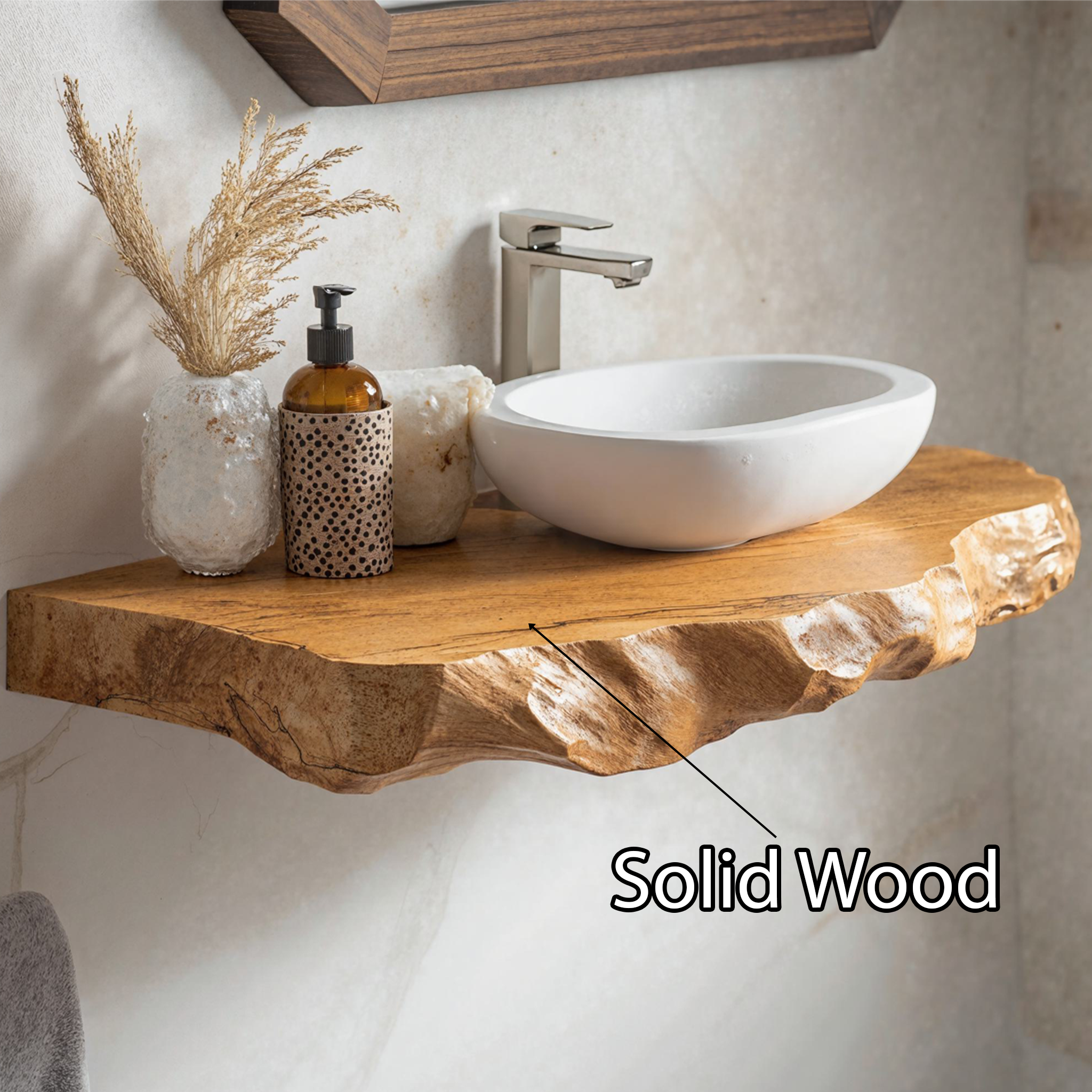 Rustic Floating Bathroom Vanity Shelf SILDTBRV043