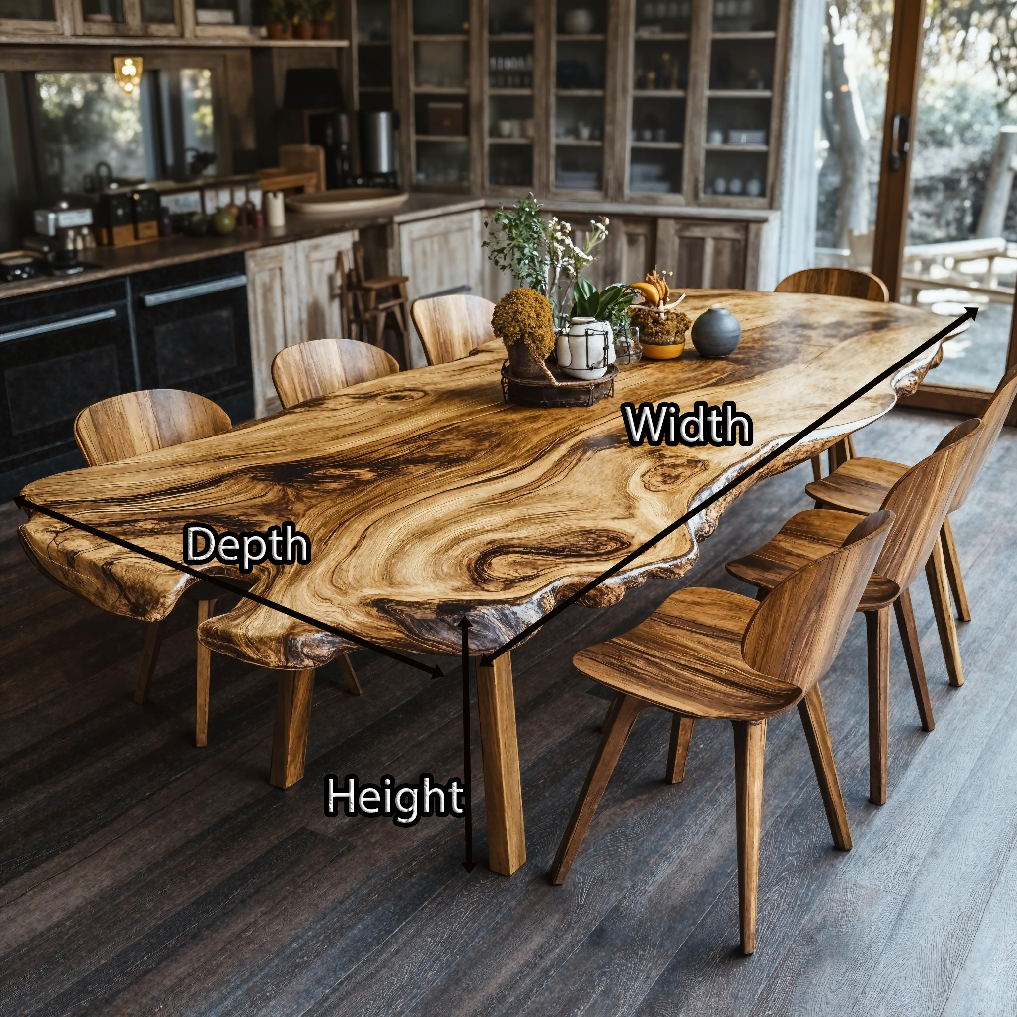 Farmhouse Curved Edge Wooden Dining Table For Family Dinners SILDTDN008