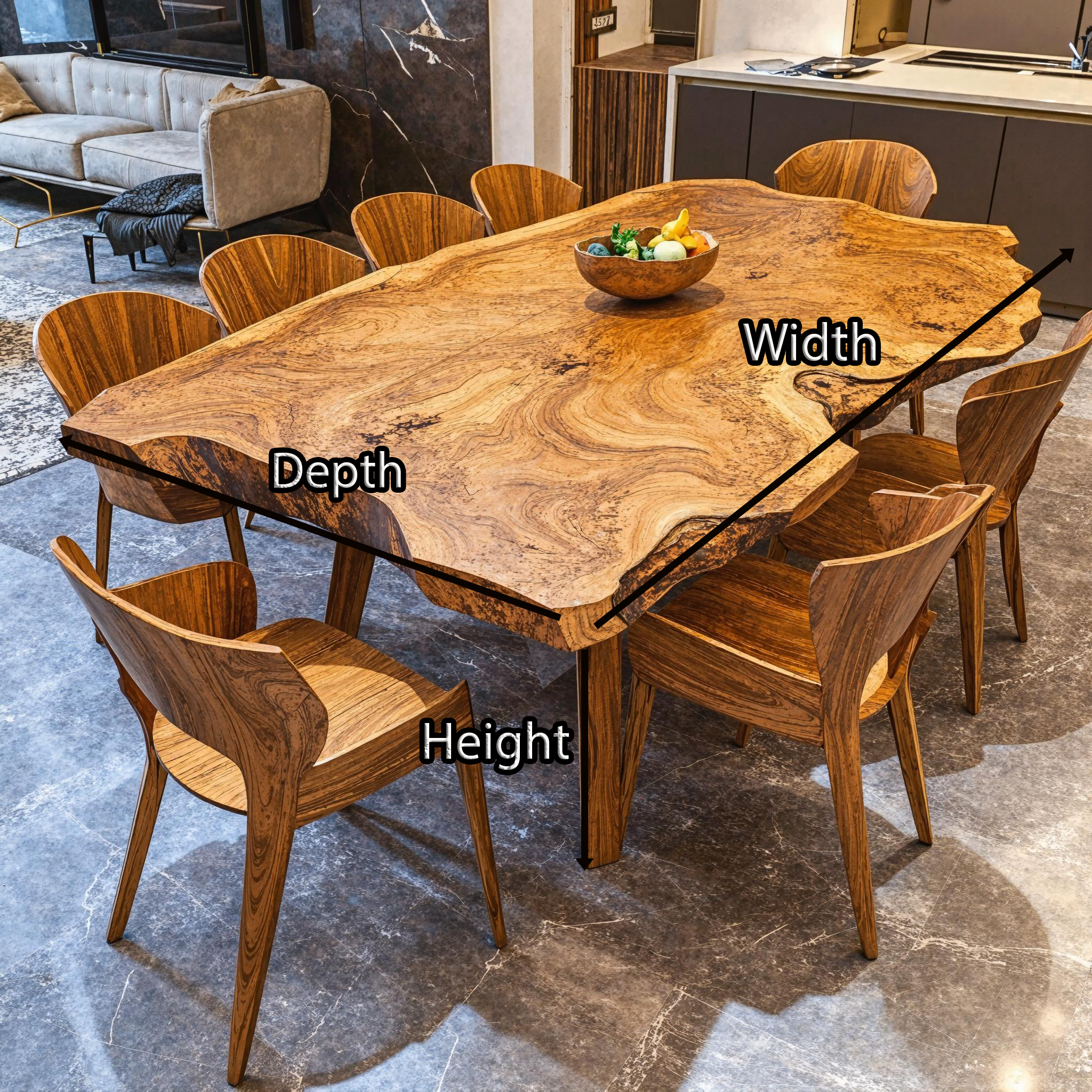 Rustic Live Edge Wooden Dining Table For Open Kitchen SILDTDN002