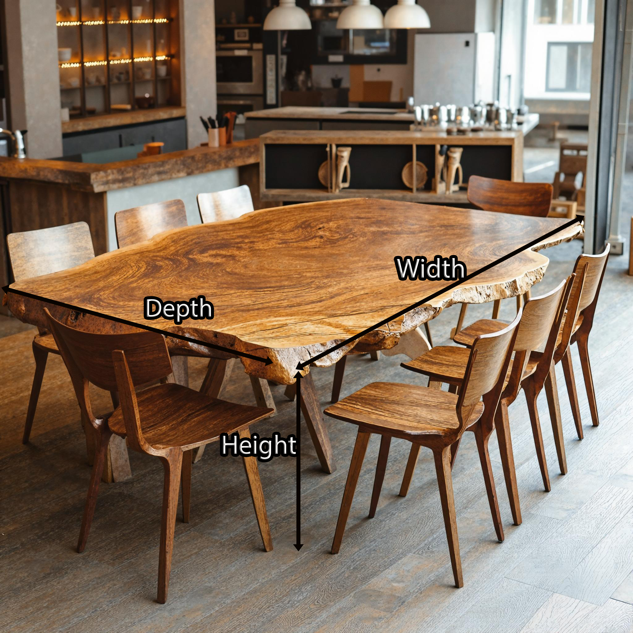 Modern Large Natural Wood Dining Table For Open Concept Dining SILDTDN012