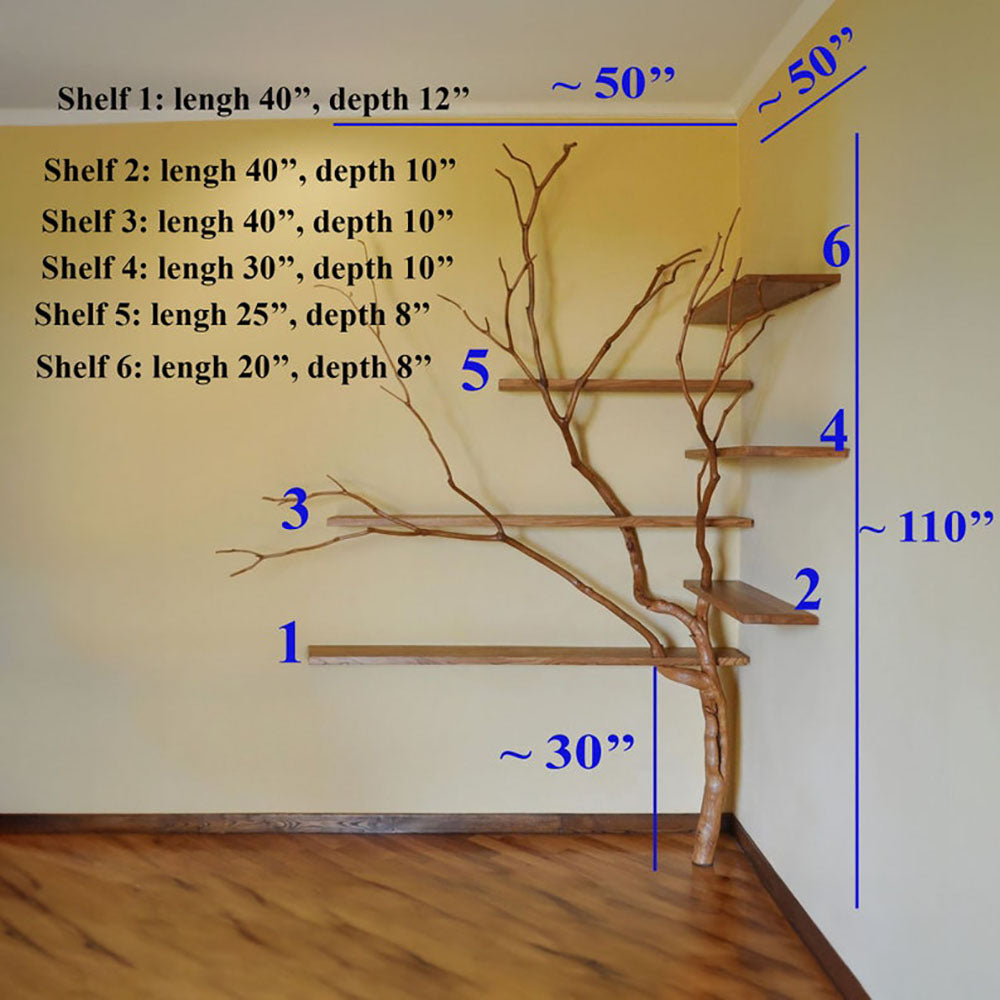 Tree Branch Shelf Corner Floating Shelf Wood Cat Tree SINLTB023