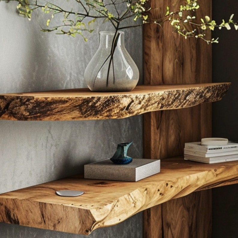 Live Edge Floating Shelf Wood Shelves SINLFL012